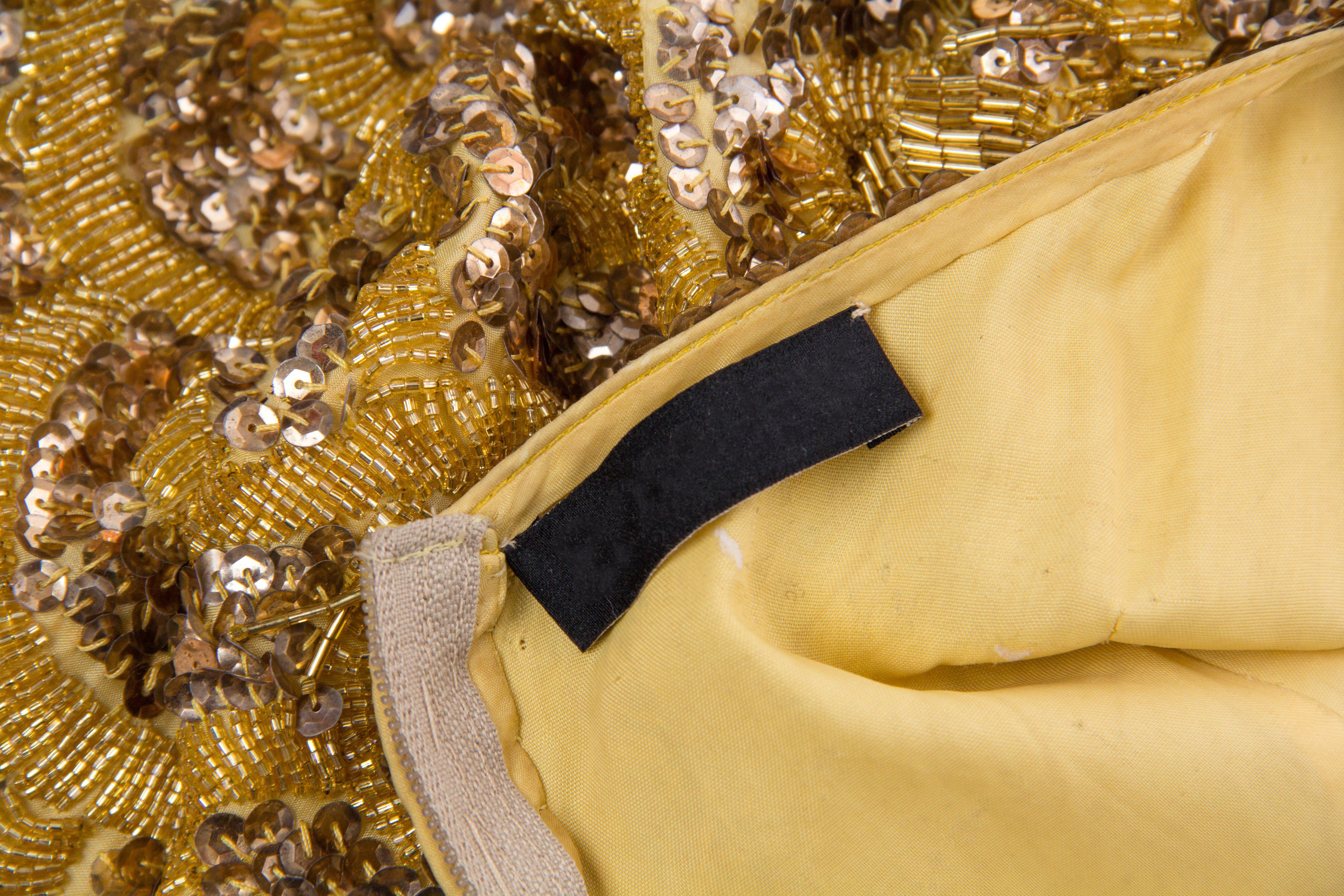 Early 1960s Beaded Gold Fringe Bombshell Mermaid Dress 2