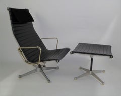 Frühe 1960er Jahre Eames Aluminium Gruppe Lounge Stuhl und Ottomane