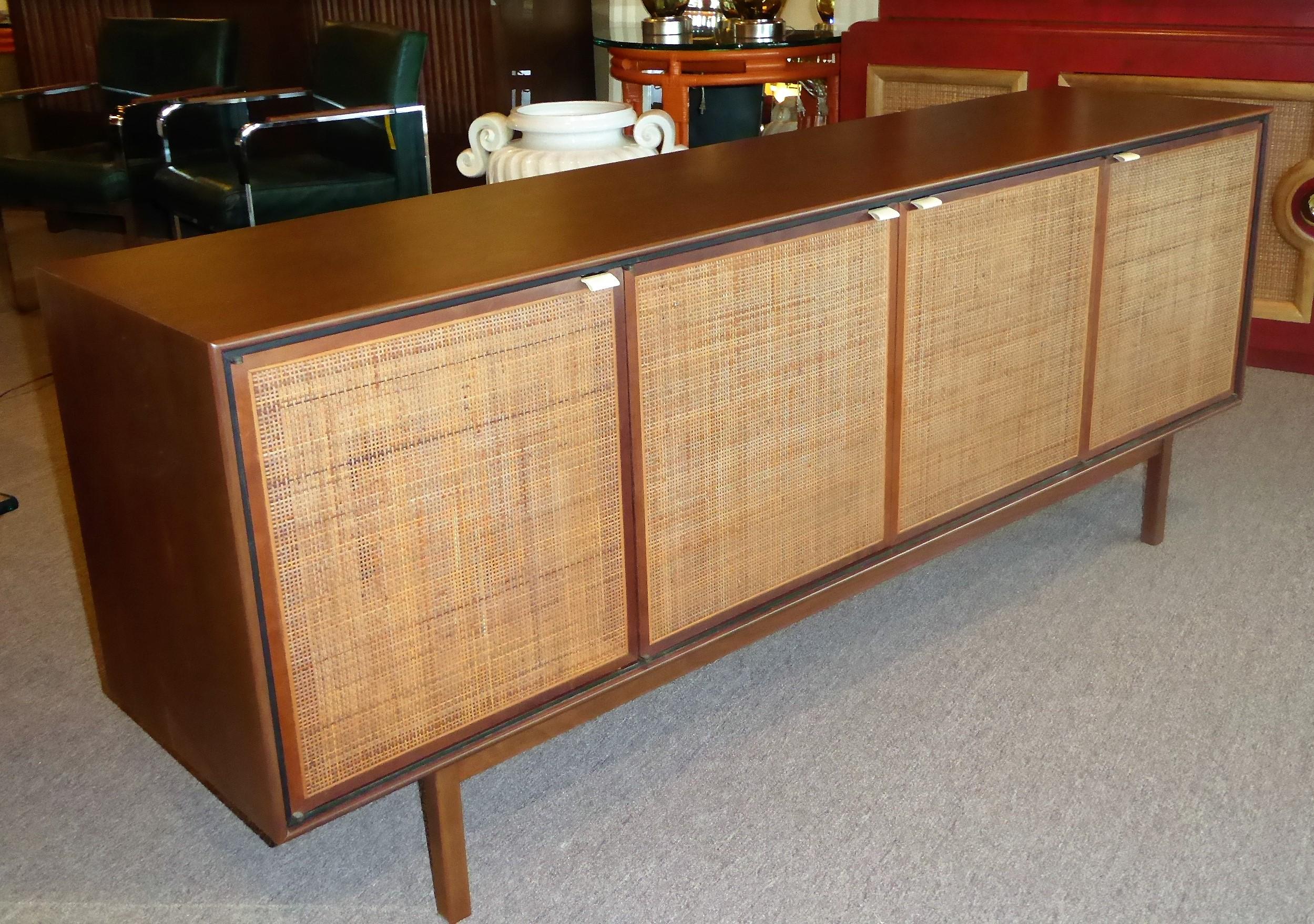 Cane Early 1960s Founders Furniture Florence Knoll Style Walnut Credenza