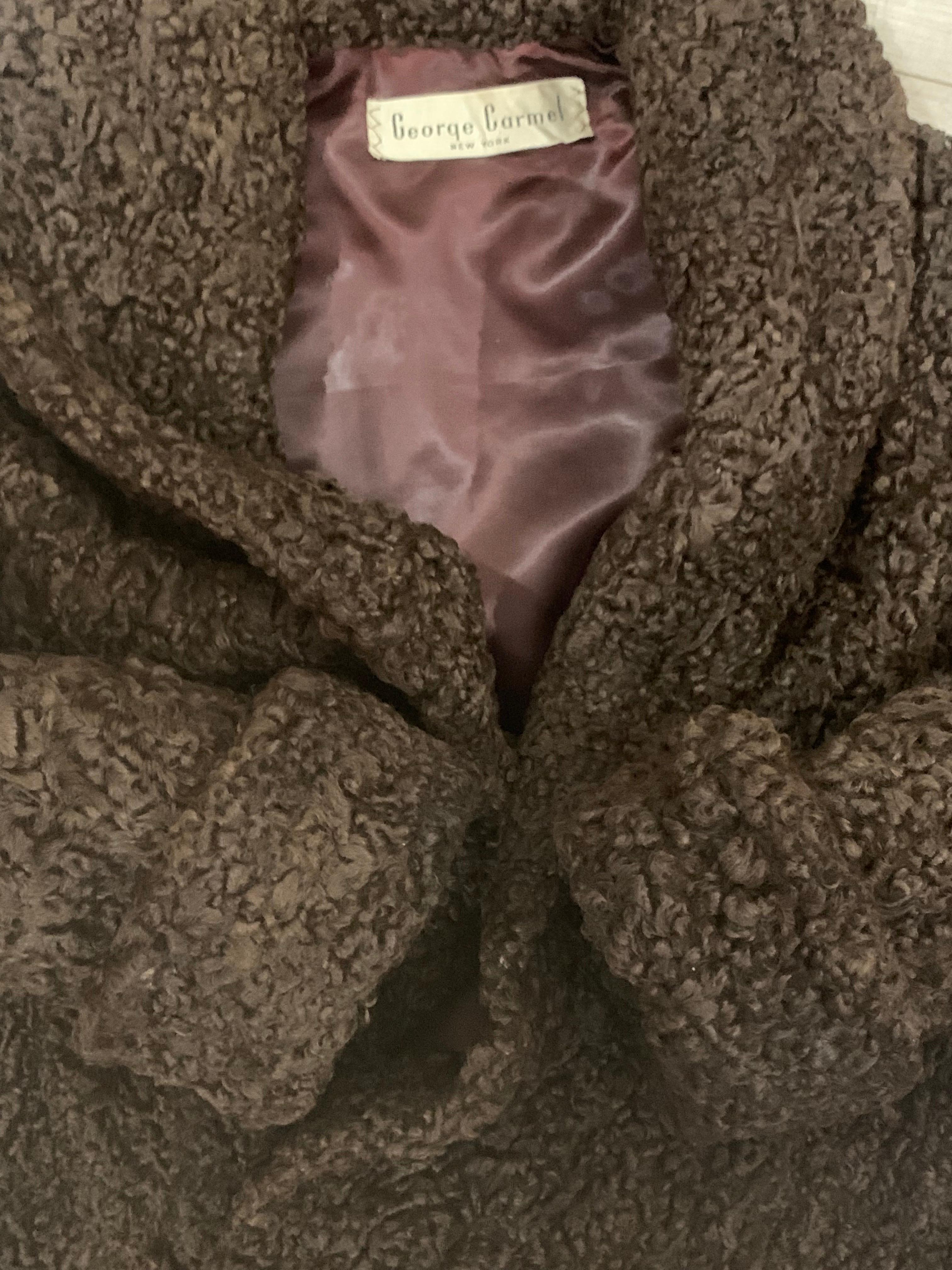 Early 1960s George Carmel Rich Chocolate Brown Persian Lamb Jacket For Sale 8