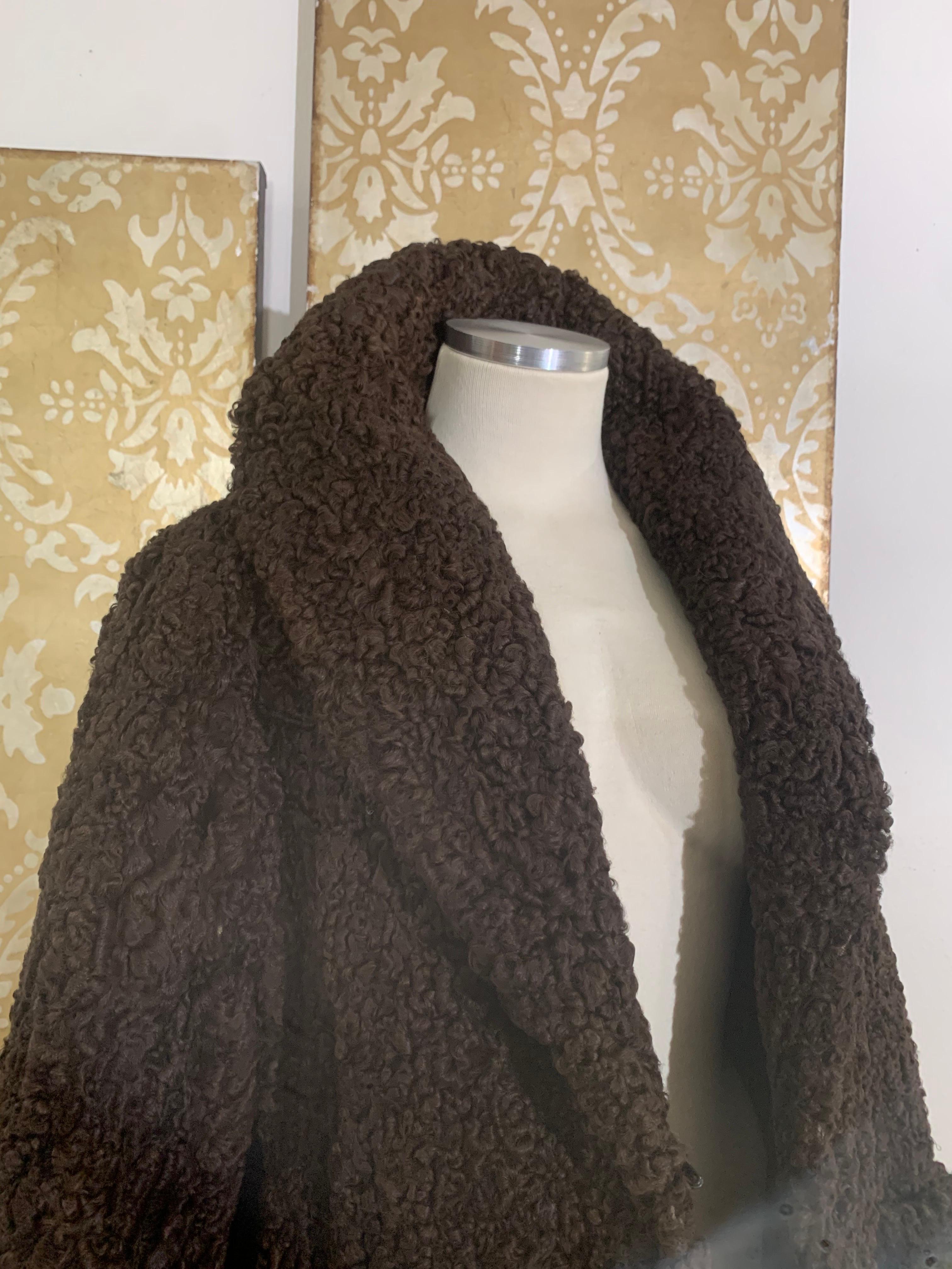 Black Early 1960s George Carmel Rich Chocolate Brown Persian Lamb Jacket For Sale