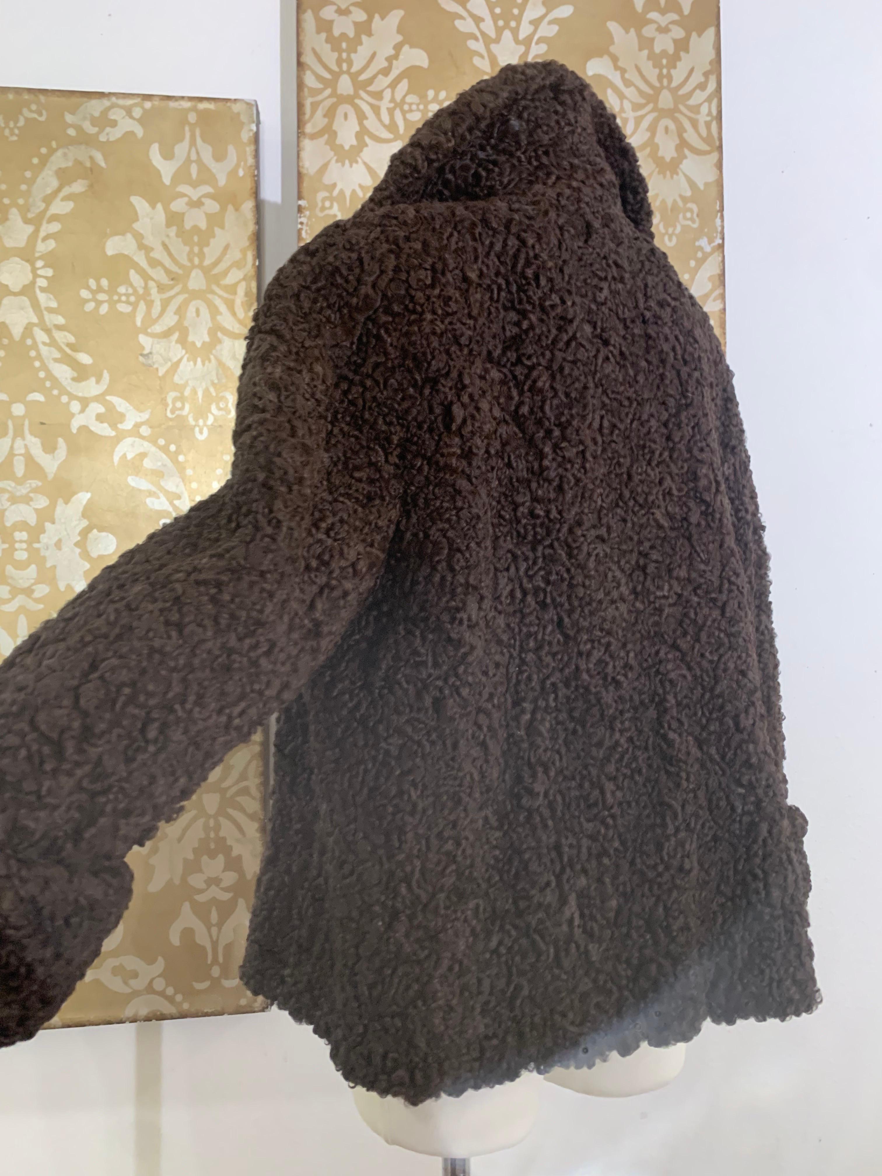 Women's Early 1960s George Carmel Rich Chocolate Brown Persian Lamb Jacket For Sale