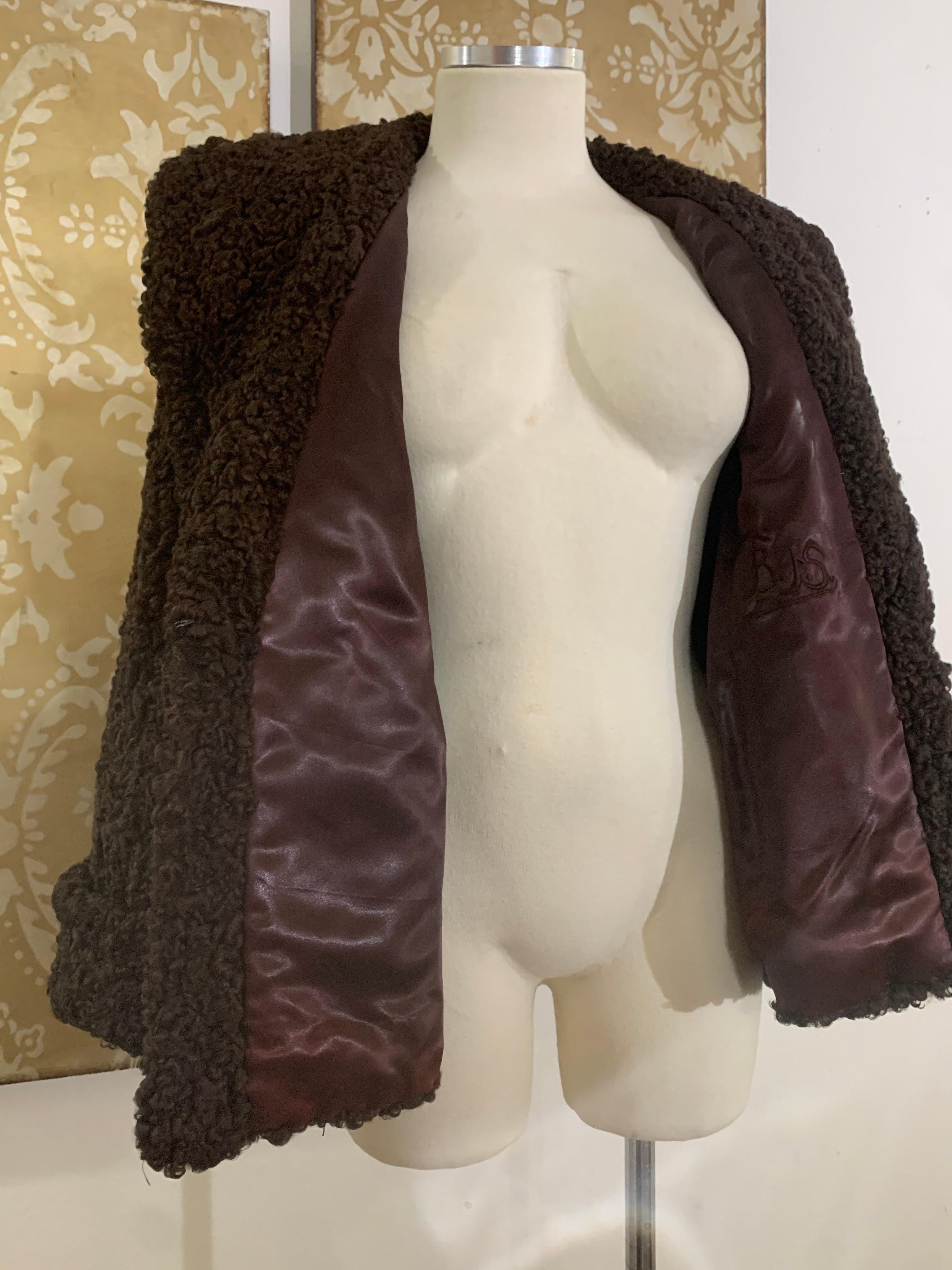 Early 1960s George Carmel Rich Chocolate Brown Persian Lamb Jacket For Sale 2