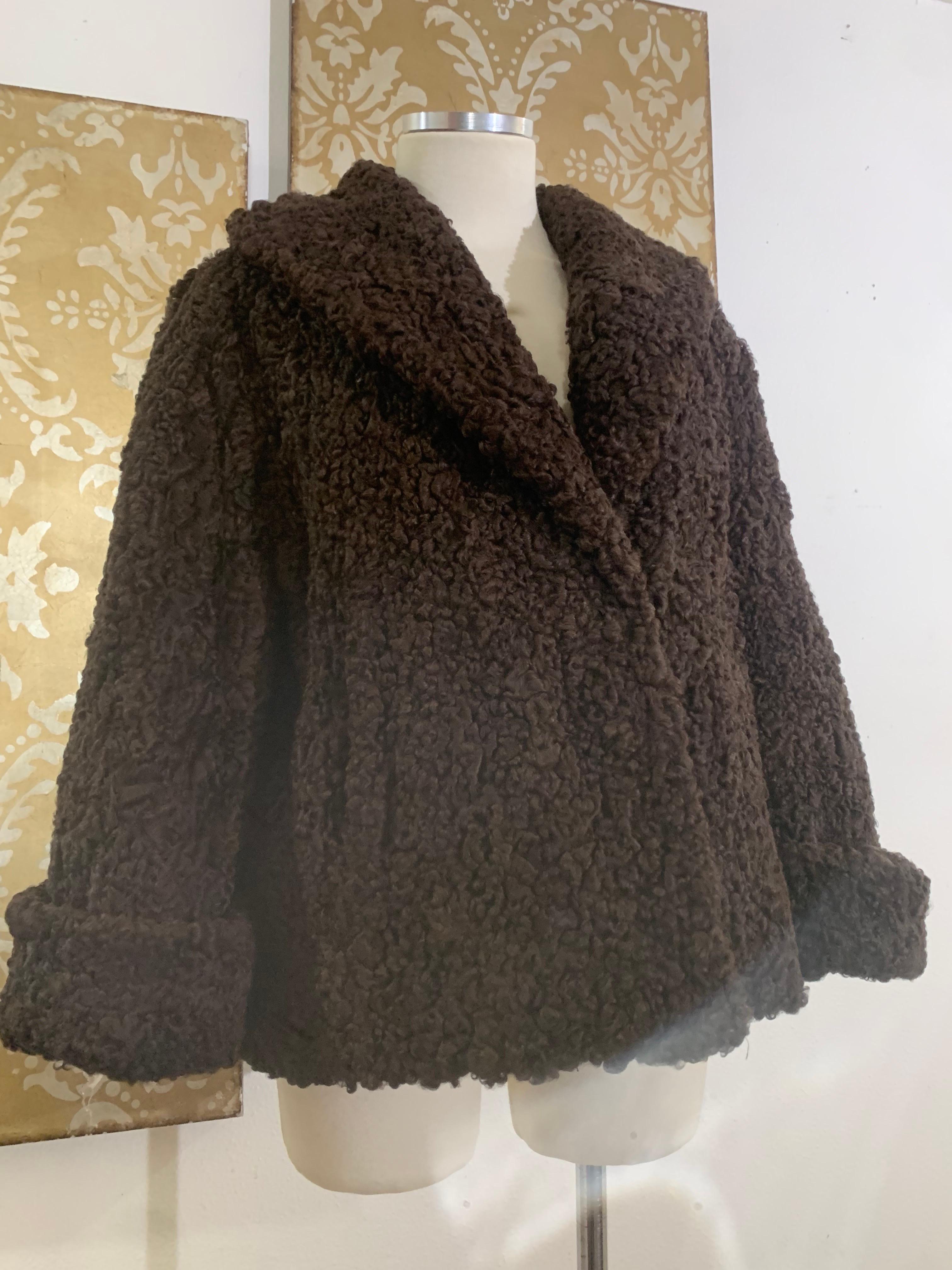 Early 1960s George Carmel Rich Chocolate Brown Persian Lamb Jacket For Sale 3