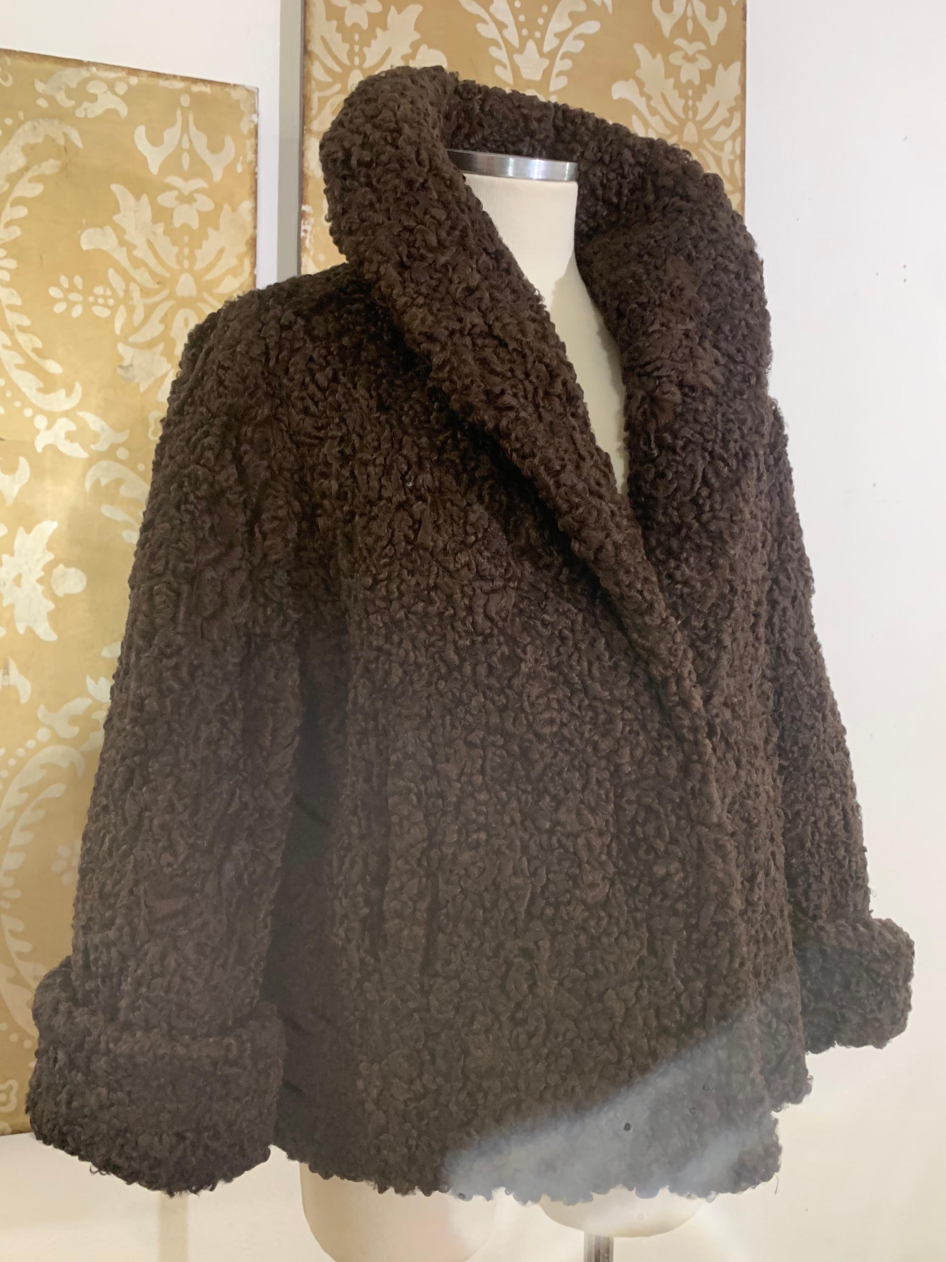 Early 1960s George Carmel Rich Chocolate Brown Persian Lamb Jacket For Sale 4
