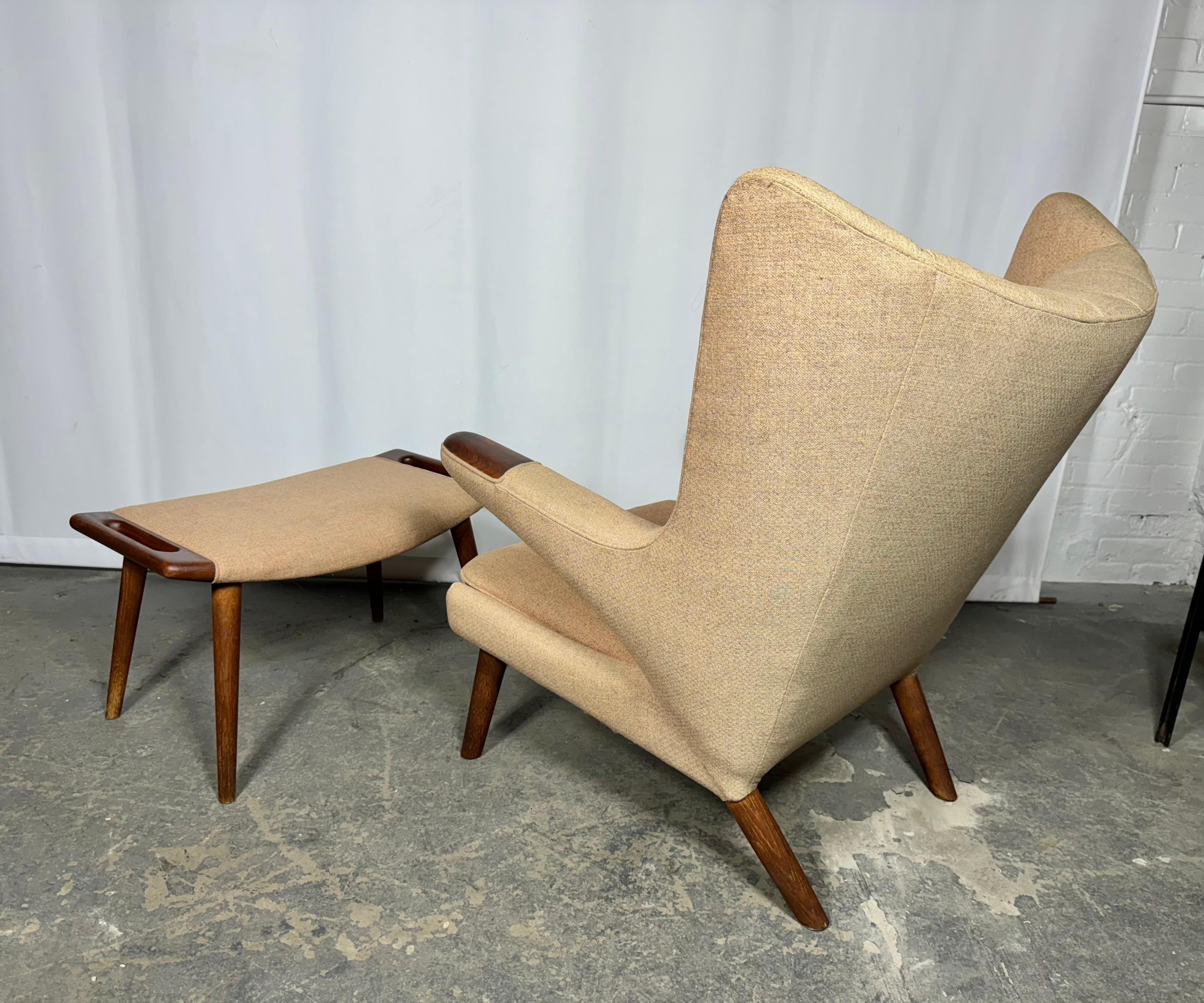 Early 1960’s Hans Wegner Papa Bear Chair and Ottoman by AP Stolen/ Denmark For Sale 1