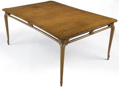 Early 1960s Mastercraft Walnut and Burl Amboyna Marquerty Top Dining Table