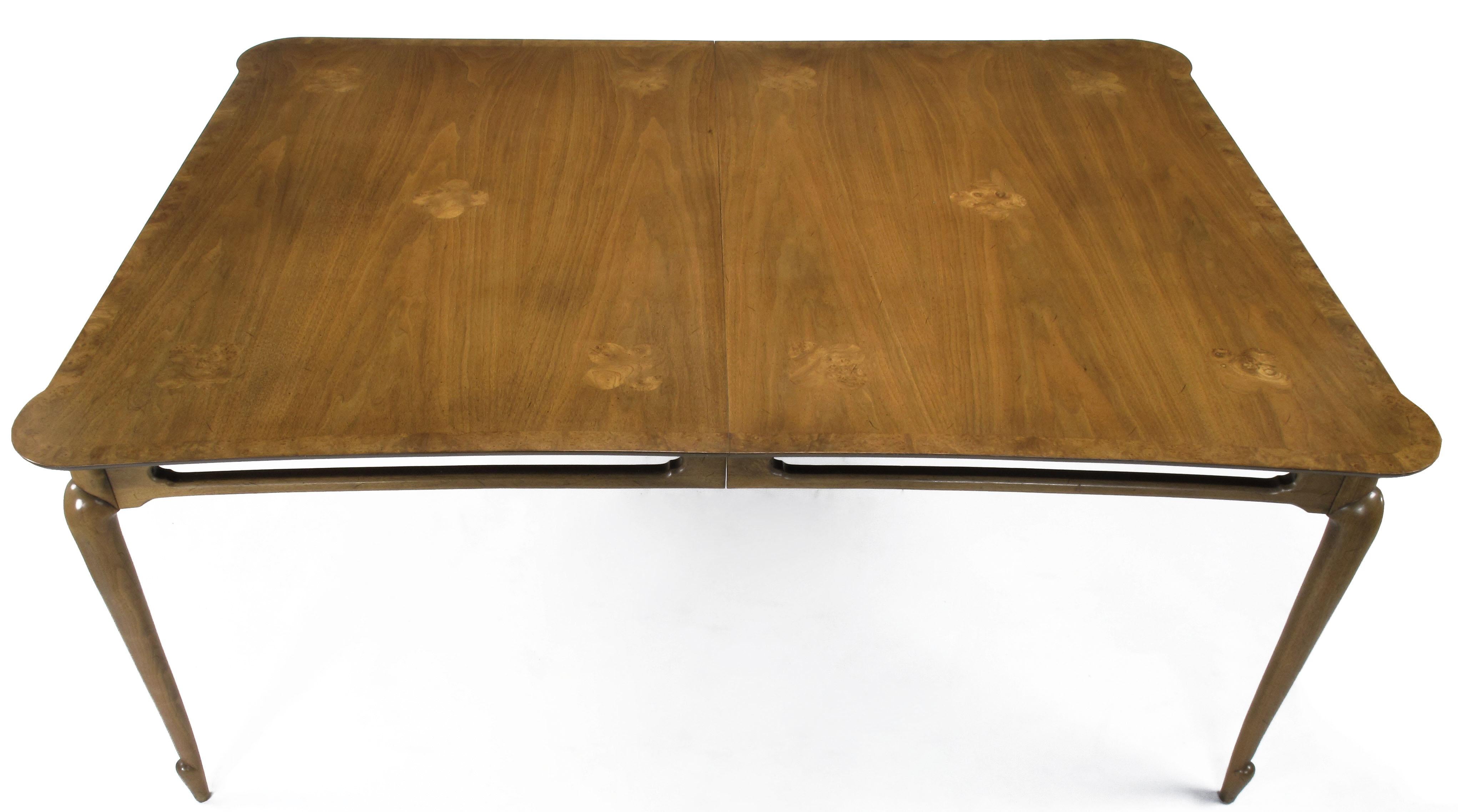 Mid-Century Modern Early 1960s Mastercraft Walnut and Burl Amboyna Marquerty Top Dining Table