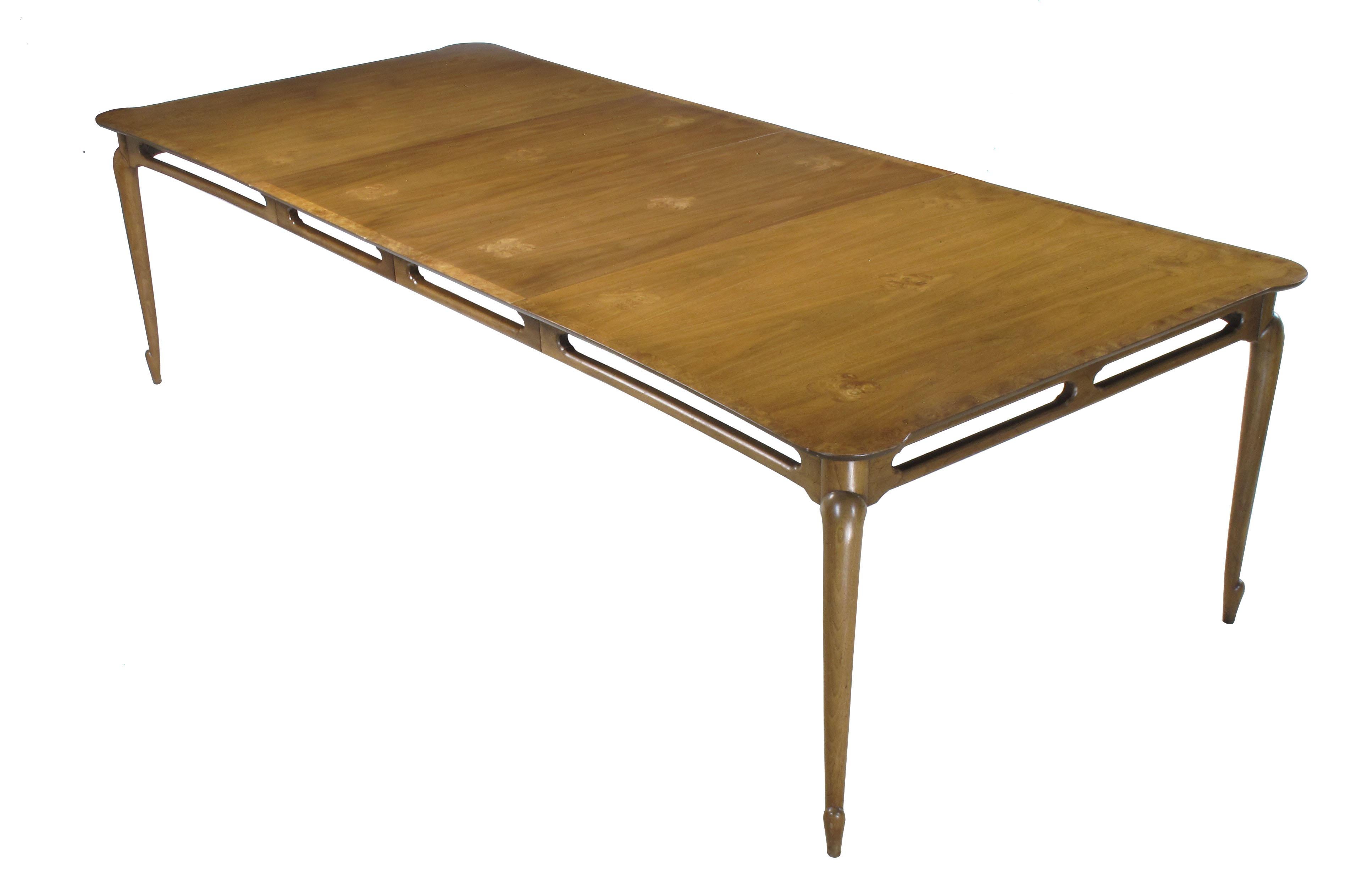 Mid-20th Century Early 1960s Mastercraft Walnut and Burl Amboyna Marquerty Top Dining Table