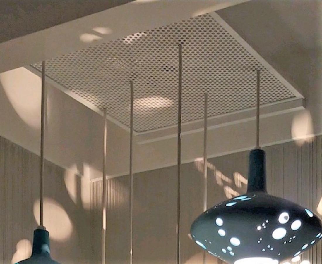 Mid-20th Century Early 1960s Modern Light Fixture Pierced Ceramic Shades
