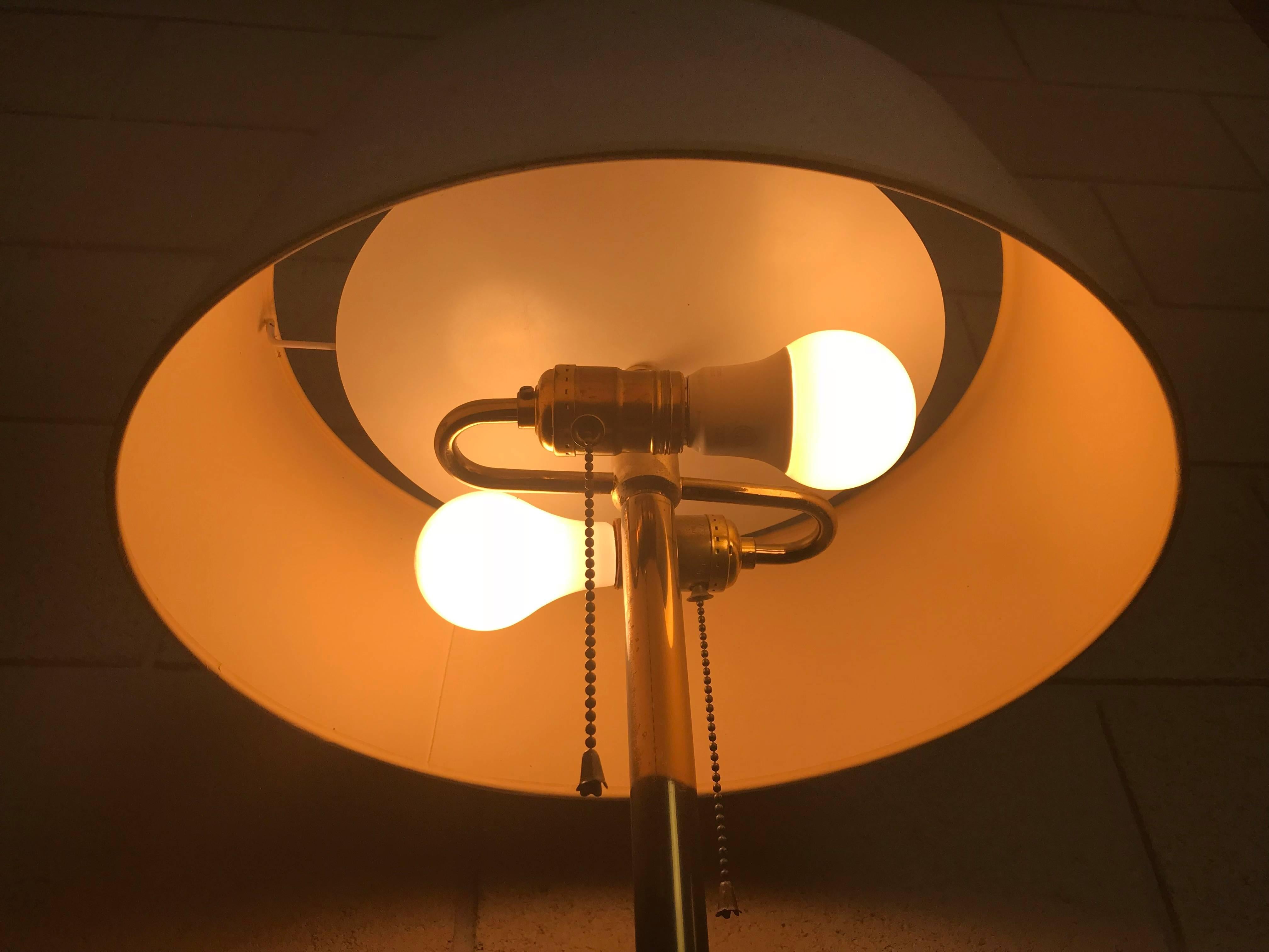 Mid-Century Modern Early 1960s Modernist Brass Floor Lamp by Walter Von Nessen for Nessen Studio