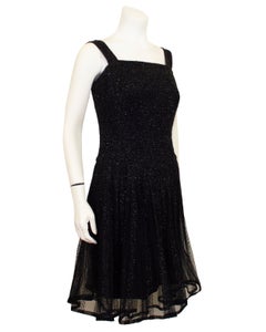 Early 1960's Nina Ricci Demi Couture Black Cocktail Dress with Jet Sparkles