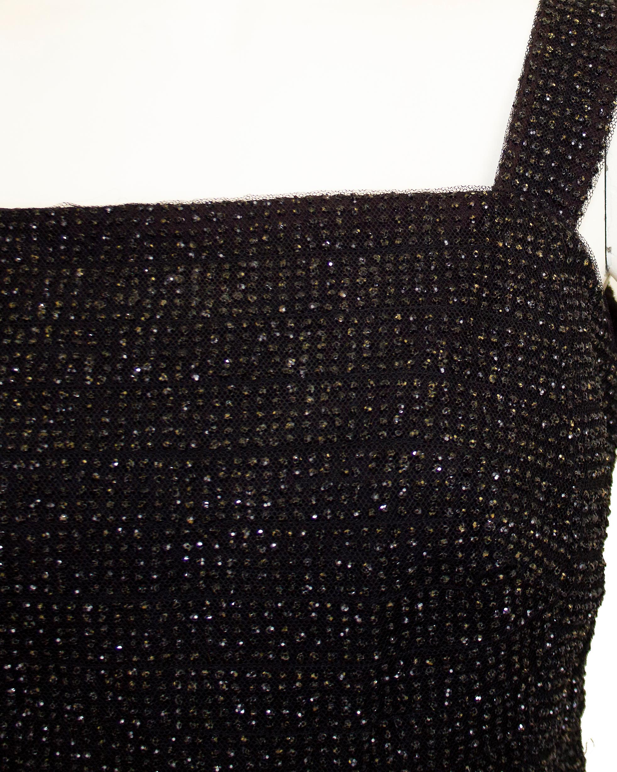 Nina Ricci Demi Couture Schwarzes Cocktailkleid mit Jet-Funkeln aus den frühen 1960er Jahren Damen im Angebot