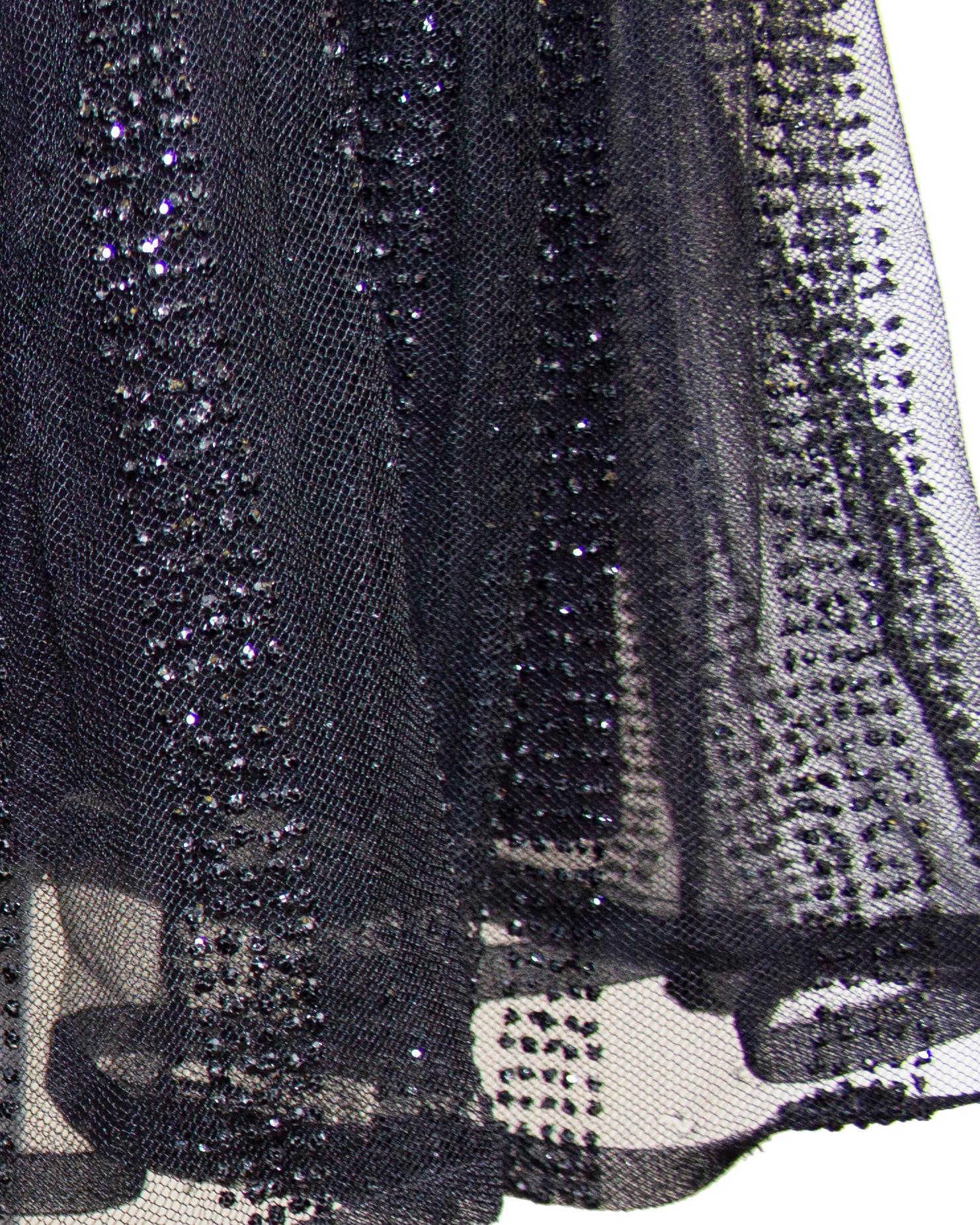 Nina Ricci Demi Couture Schwarzes Cocktailkleid mit Jet-Funkeln aus den frühen 1960er Jahren im Angebot 1