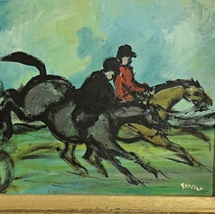 Early 1960s Oil of Hunt Riders by Eunice “Lulu” Jensen Parsons
