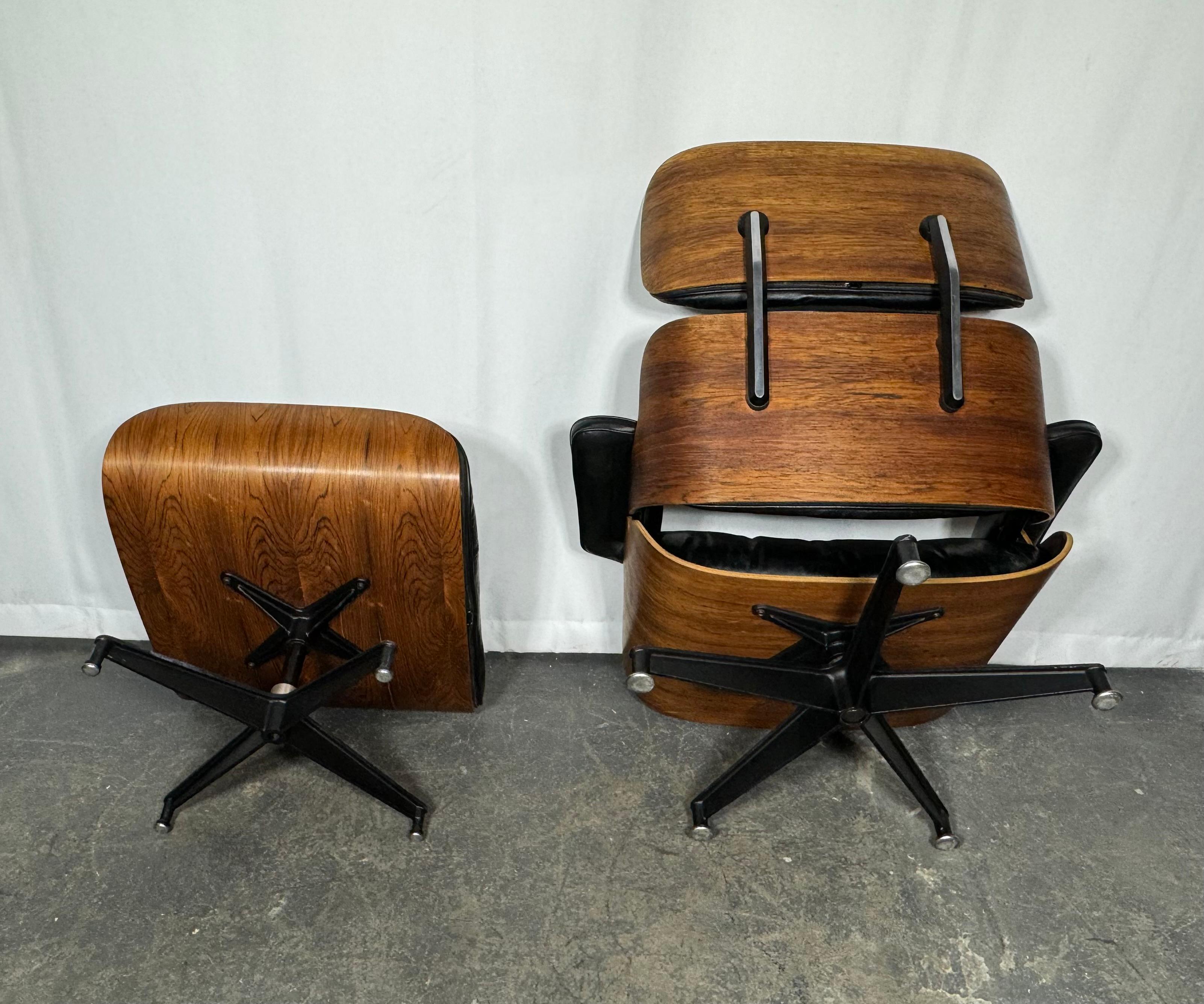 Aluminum Early 1960's Production Eames Lounge Chair & Ottoman For Herman Miller For Sale