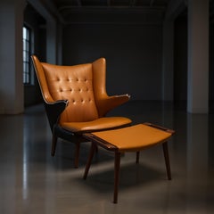 1960s Danish Hans J. Wegner Papa Bear Chair and matching Ottoman for AP Stolen