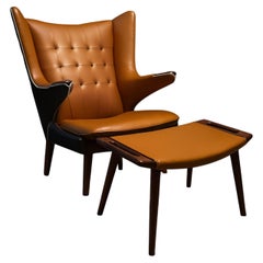 1960s Danish Hans J. Wegner Papa Bear Chair and matching Ottoman for AP Stolen