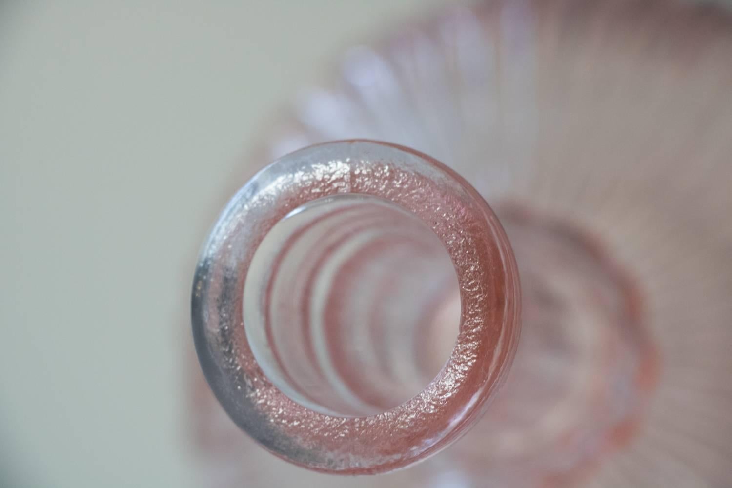 Mid-Century Modern Early 1960s Vintage Feminine Delicate and Pretty in Pink Wine Decanter For Sale