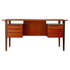 Early 1961 Peter Løvig Danish Teak Executive Desk – Freestanding with Bookcase