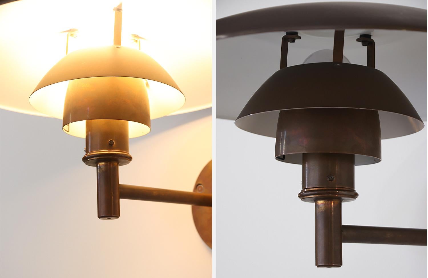 Early 1967 Poul Henningsen 4.5/3 Copper Sconces for Louis Poulsen In Excellent Condition In Los Angeles, CA