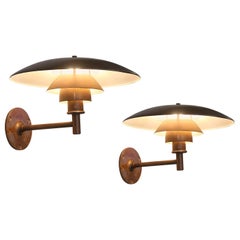 Early 1967 Poul Henningsen 4.5/3 Copper Sconces for Louis Poulsen