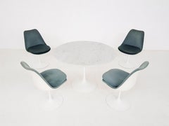 Early 1969 Marble Eero Saarinen Tulip Dining Table and Chairs for Knoll Int