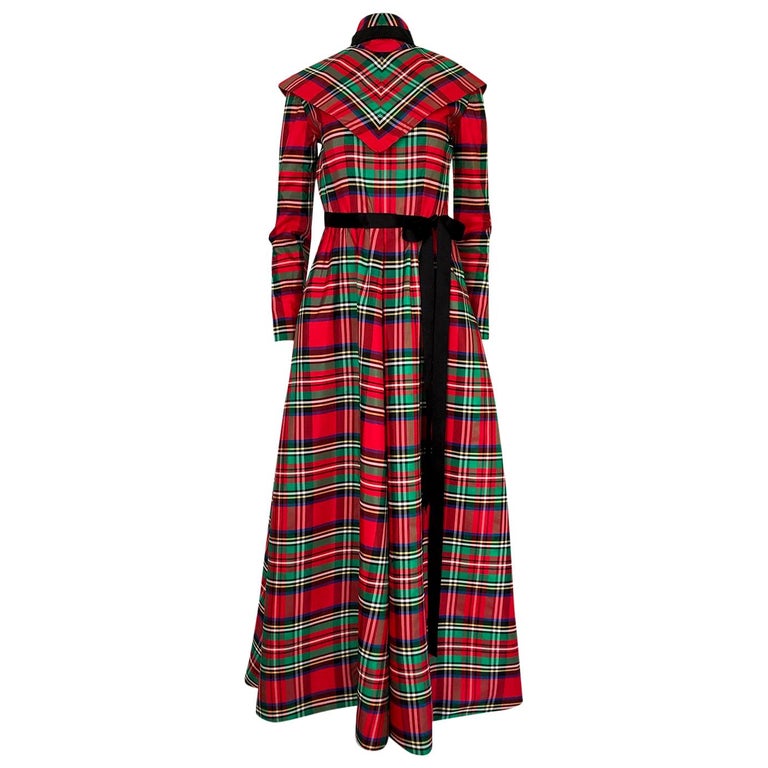 Early 1970s Geoffrey Beene Boutique Red Plaid Holiday Silk Taffeta ...