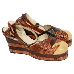 frühe 1970er TERRY DE HAVILLAND Glam Rock Schlangenleder Keilabsatz UK 7