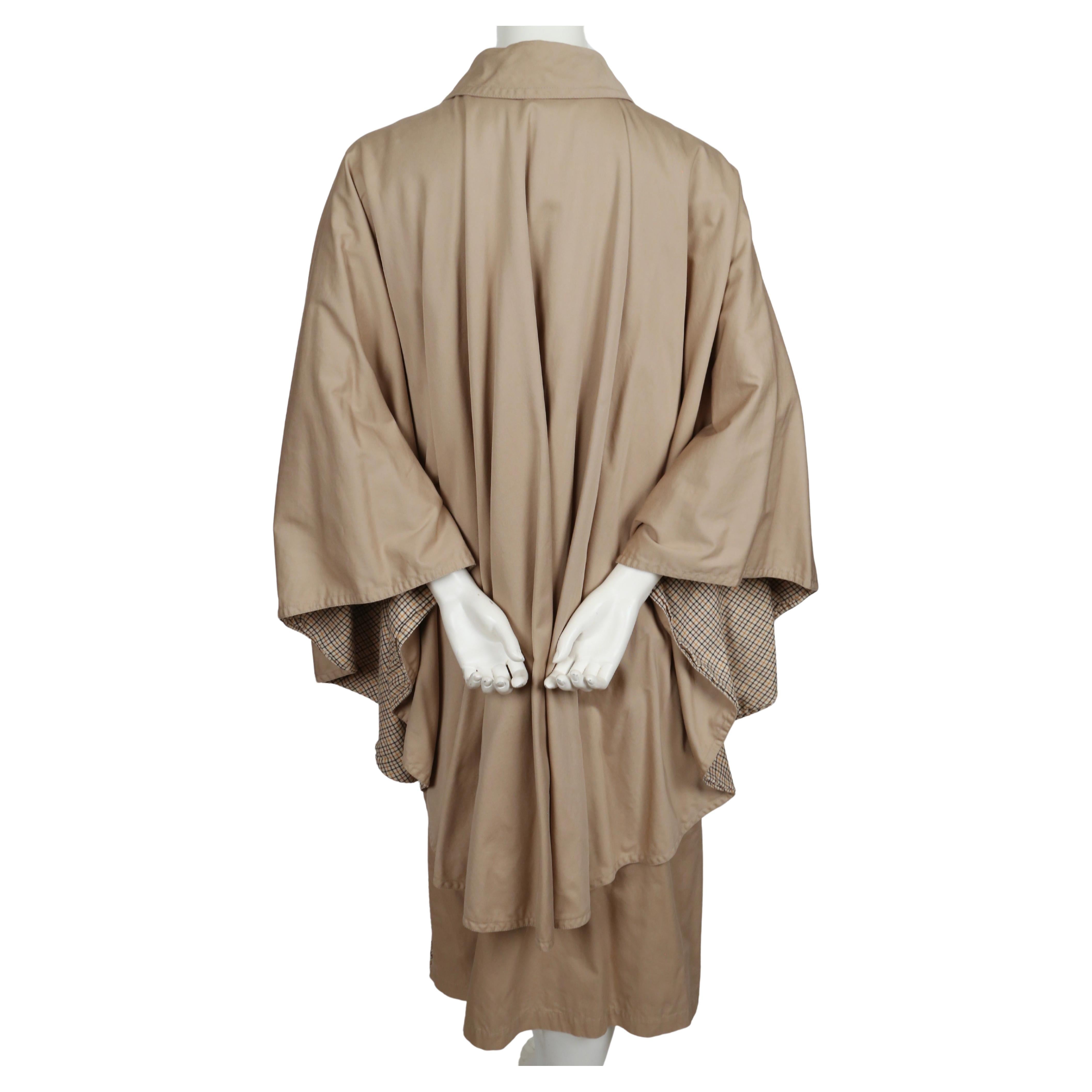 Women's or Men's early 1970's YVES SAINT LAURENT khaki cotton poplin trench coat with cape For Sale