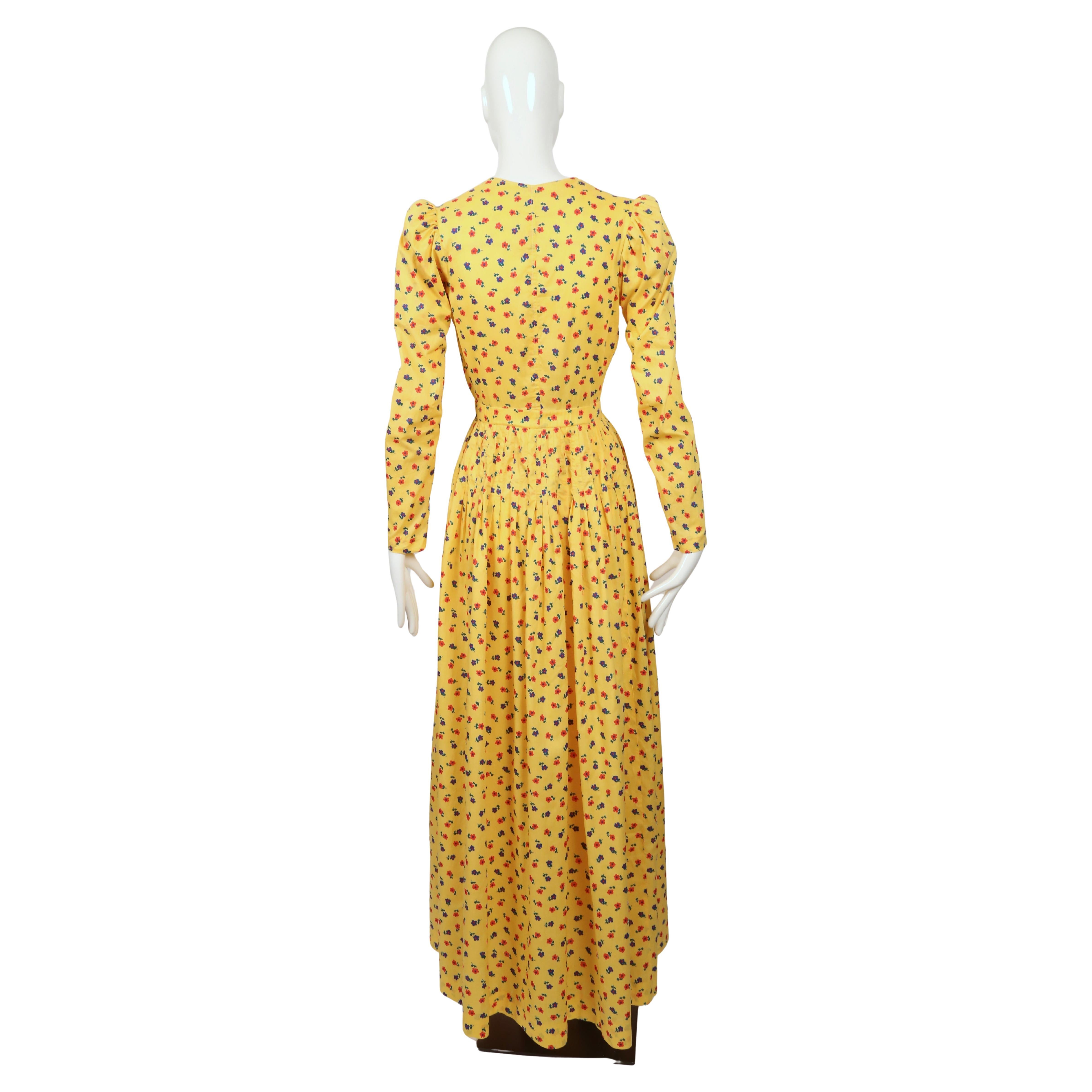 YVES SAINT LAURENT rive gauche robe jaune liberté imprimée florale, début des années 1970 en vente 6