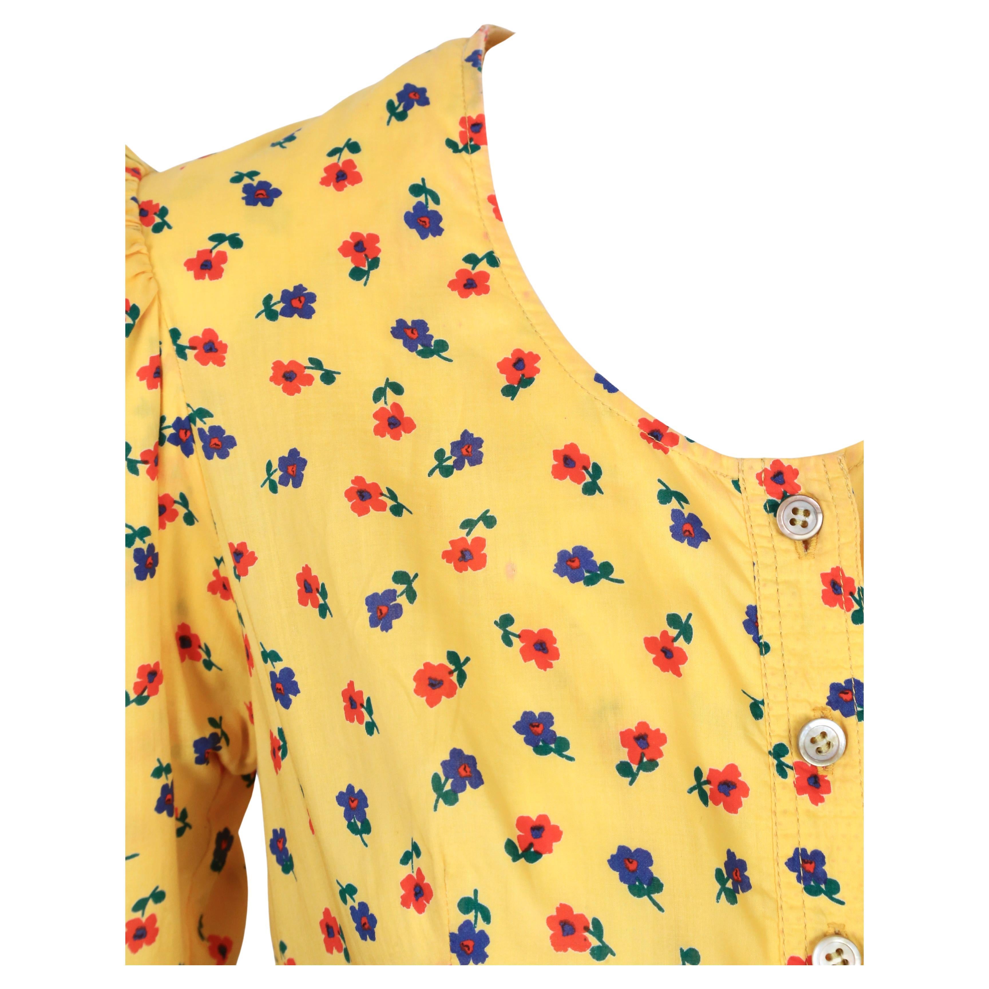 YVES SAINT LAURENT rive gauche robe jaune liberté imprimée florale, début des années 1970 en vente 7