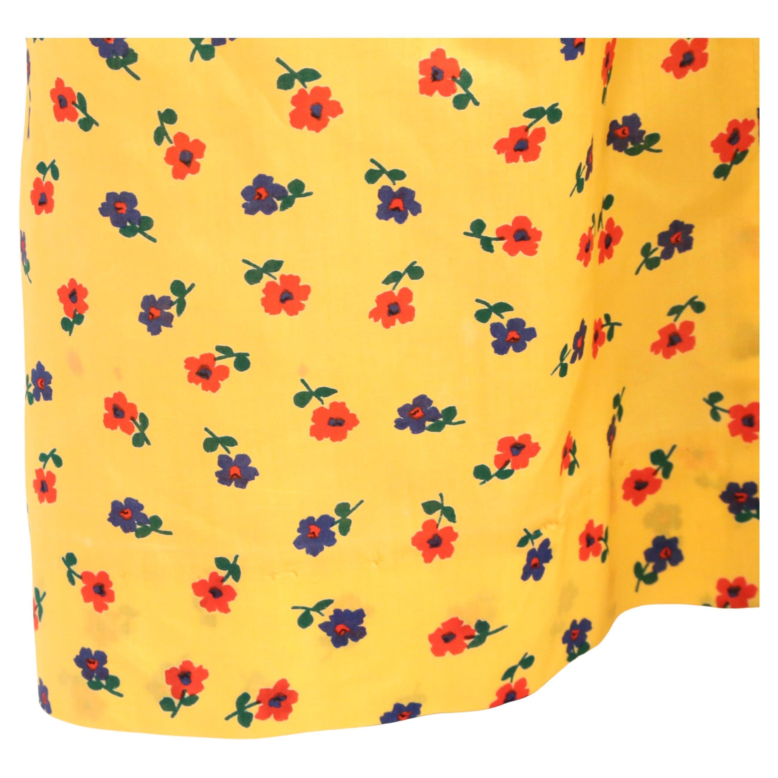 YVES SAINT LAURENT rive gauche robe jaune liberté imprimée florale, début des années 1970 en vente 9