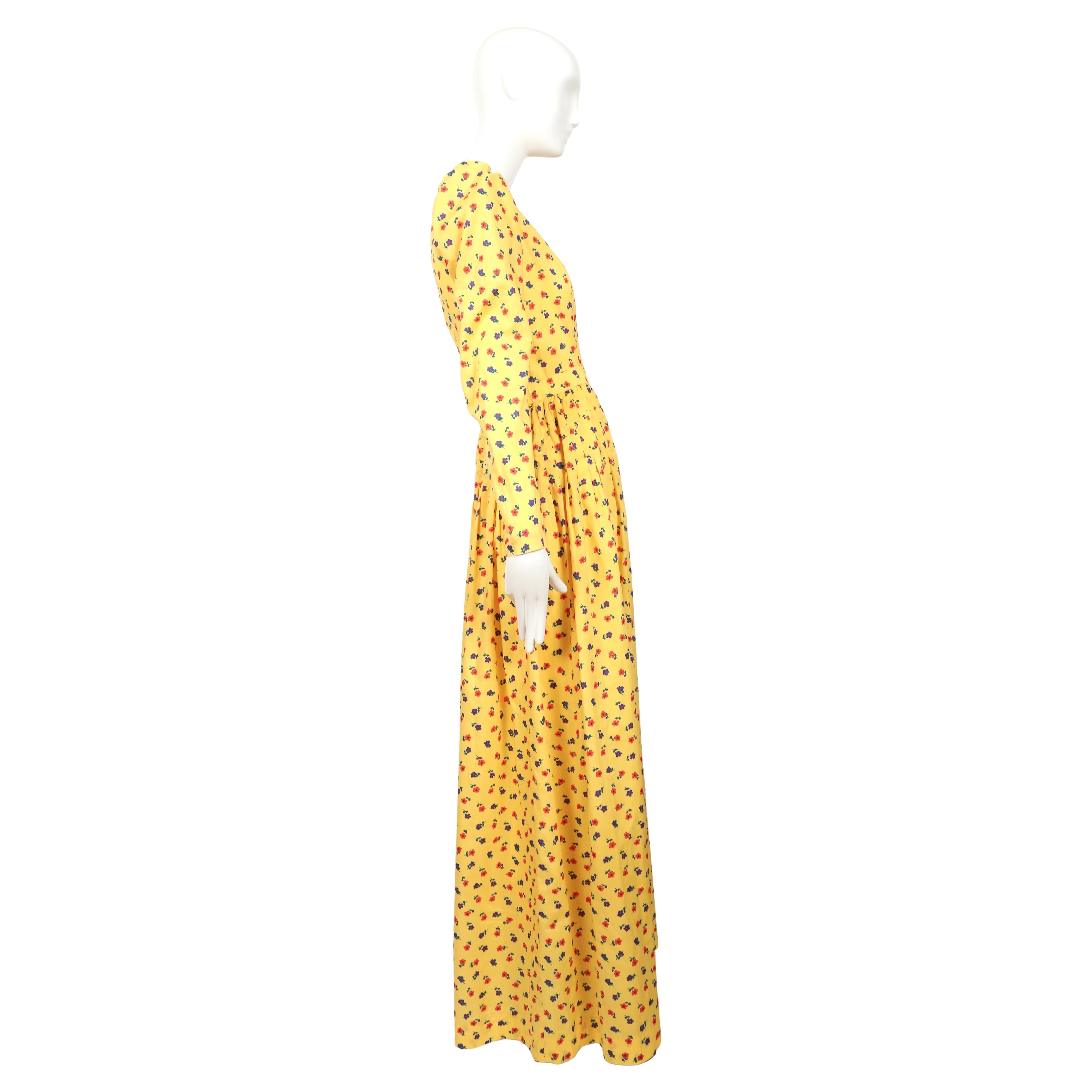 YVES SAINT LAURENT rive gauche robe jaune liberté imprimée florale, début des années 1970 Pour femmes en vente