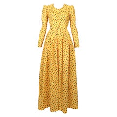early 1970's YVES SAINT LAURENT rive gauche yellow liberty floral print dress