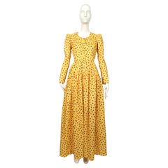 YVES SAINT LAURENT rive gauche robe jaune liberté imprimée florale, début des années 1970