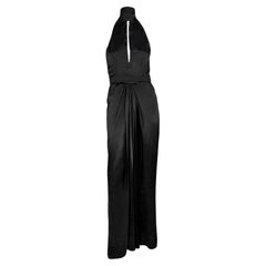 Début des années 1980 - Bob Mackie - Robe de soirée en satin noir avec dos nu et cravate