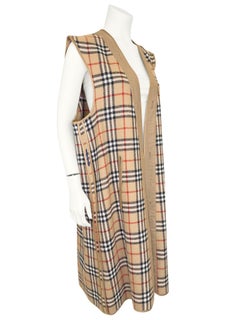 Early 1980s Burberrys Tartan Wool Long Liner Vest