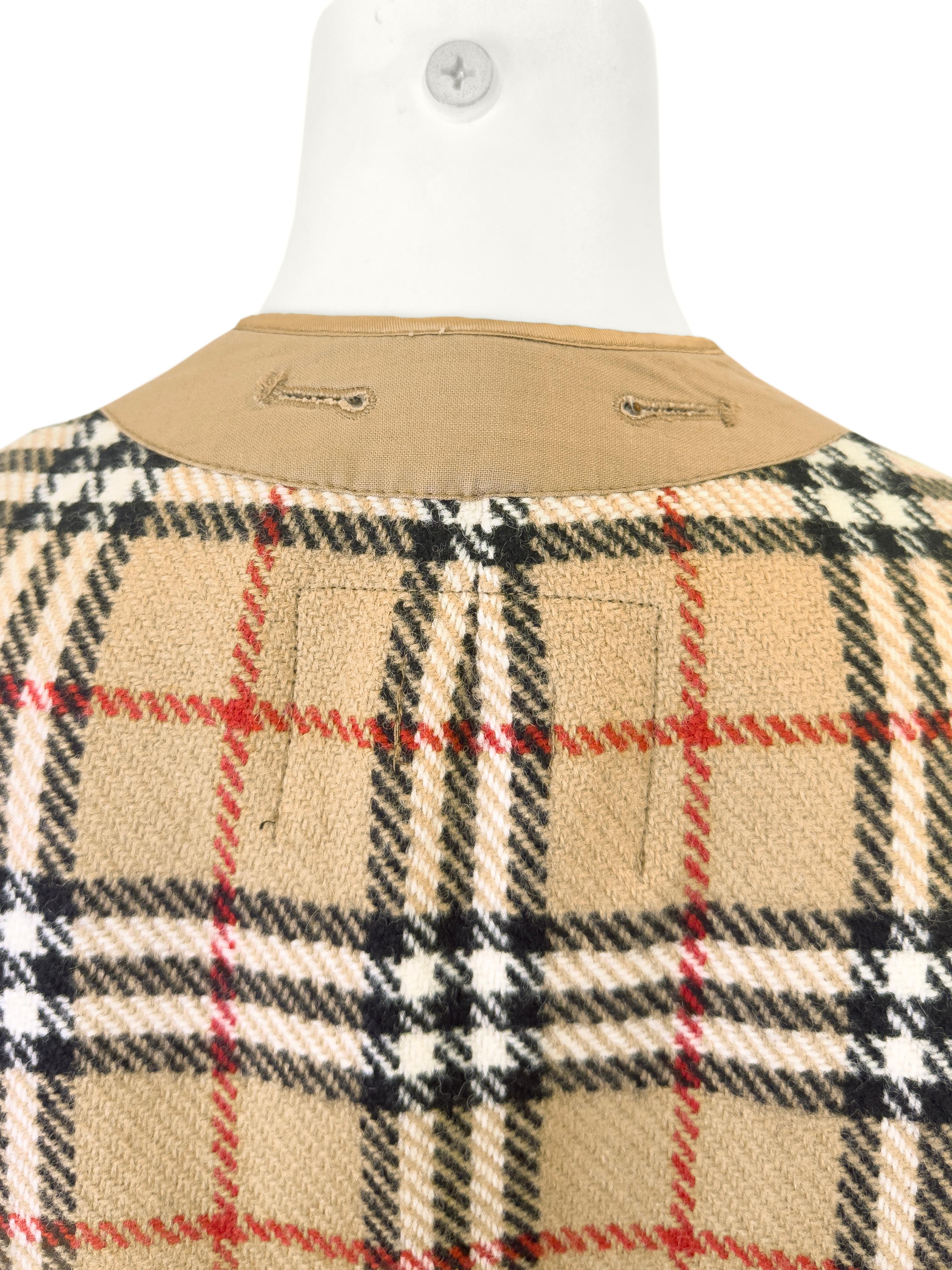 Early 1980s Burberrys Tartan Wool Long Liner Vest For Sale 1