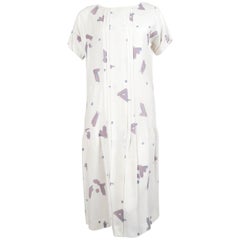 early 1980's COMME DES GARCONS printed dress with pleats and dropped waist