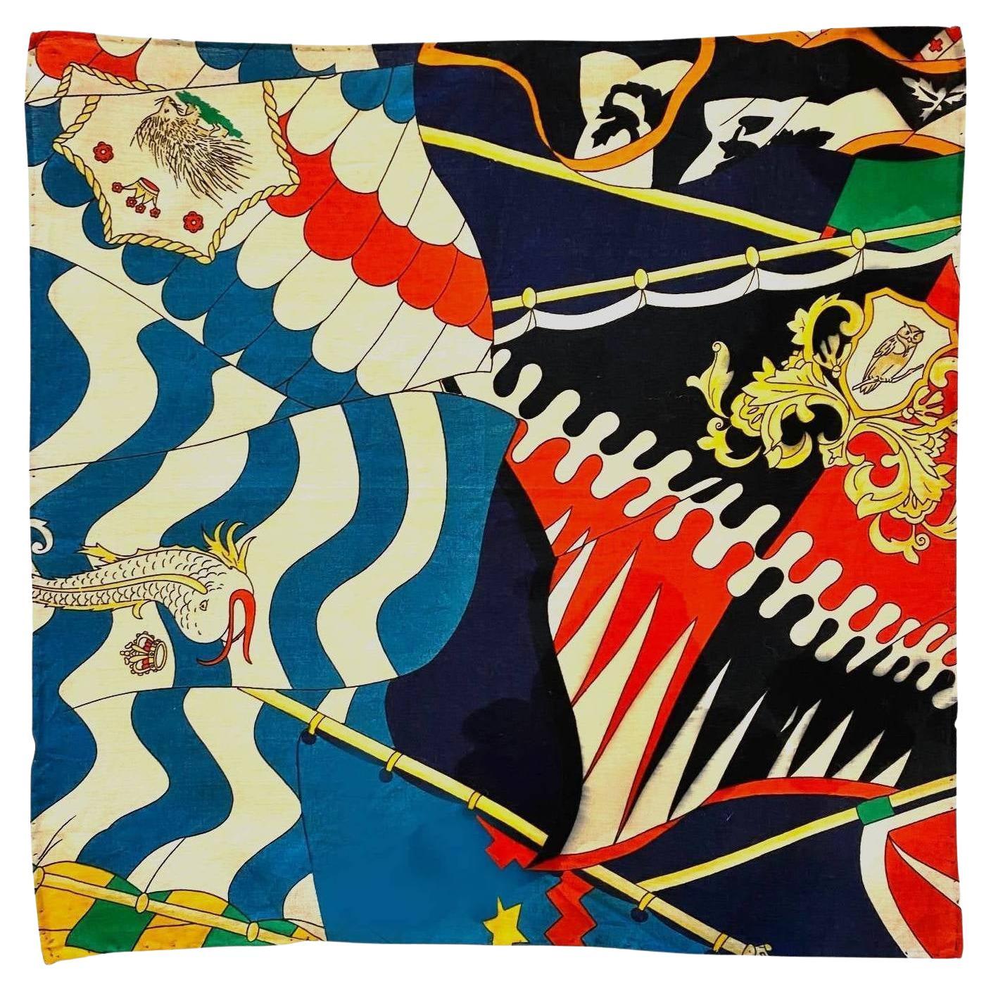 1980s Gucci Military Cotton Handkerchief For Sale