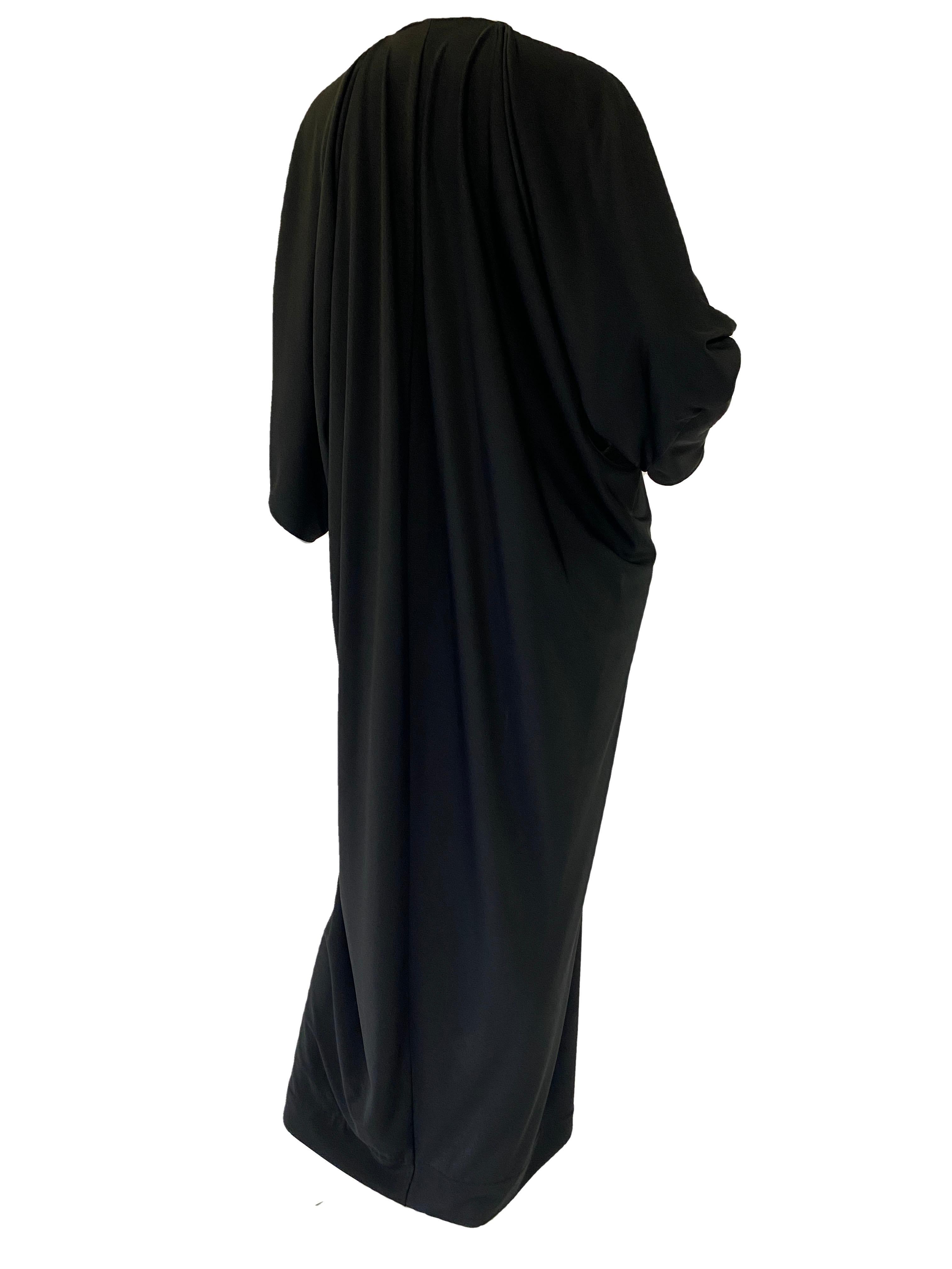 Early 1980s Halston IV Black Jersey Knit Dolman Sleeved Kaftan 1