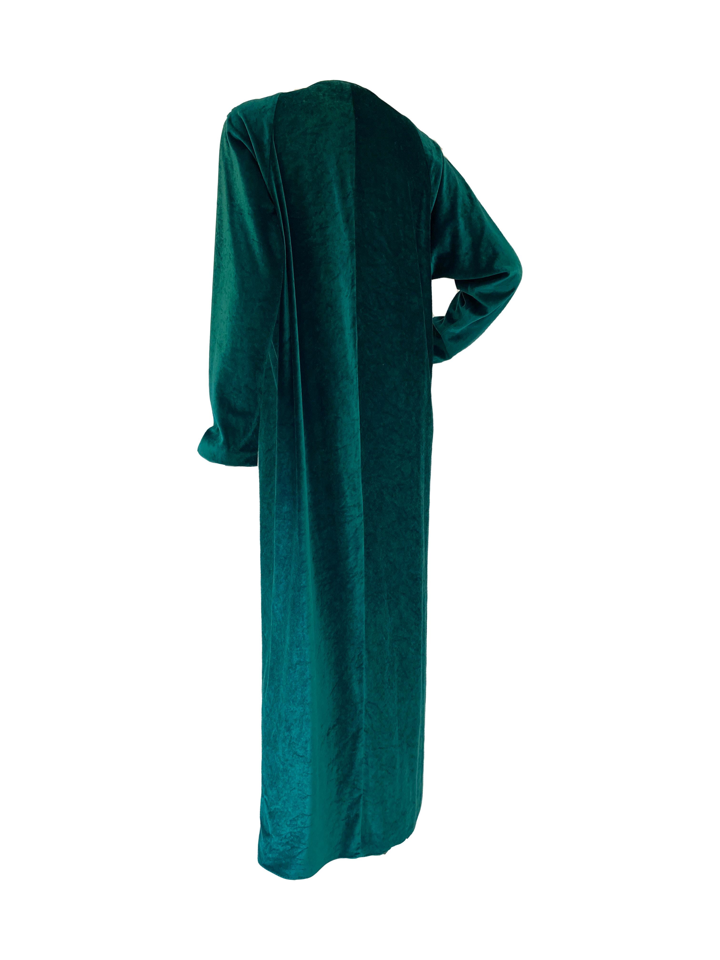 Women's Early 1980’s Halston IV Green Velvet Jersey Caftan For Sale