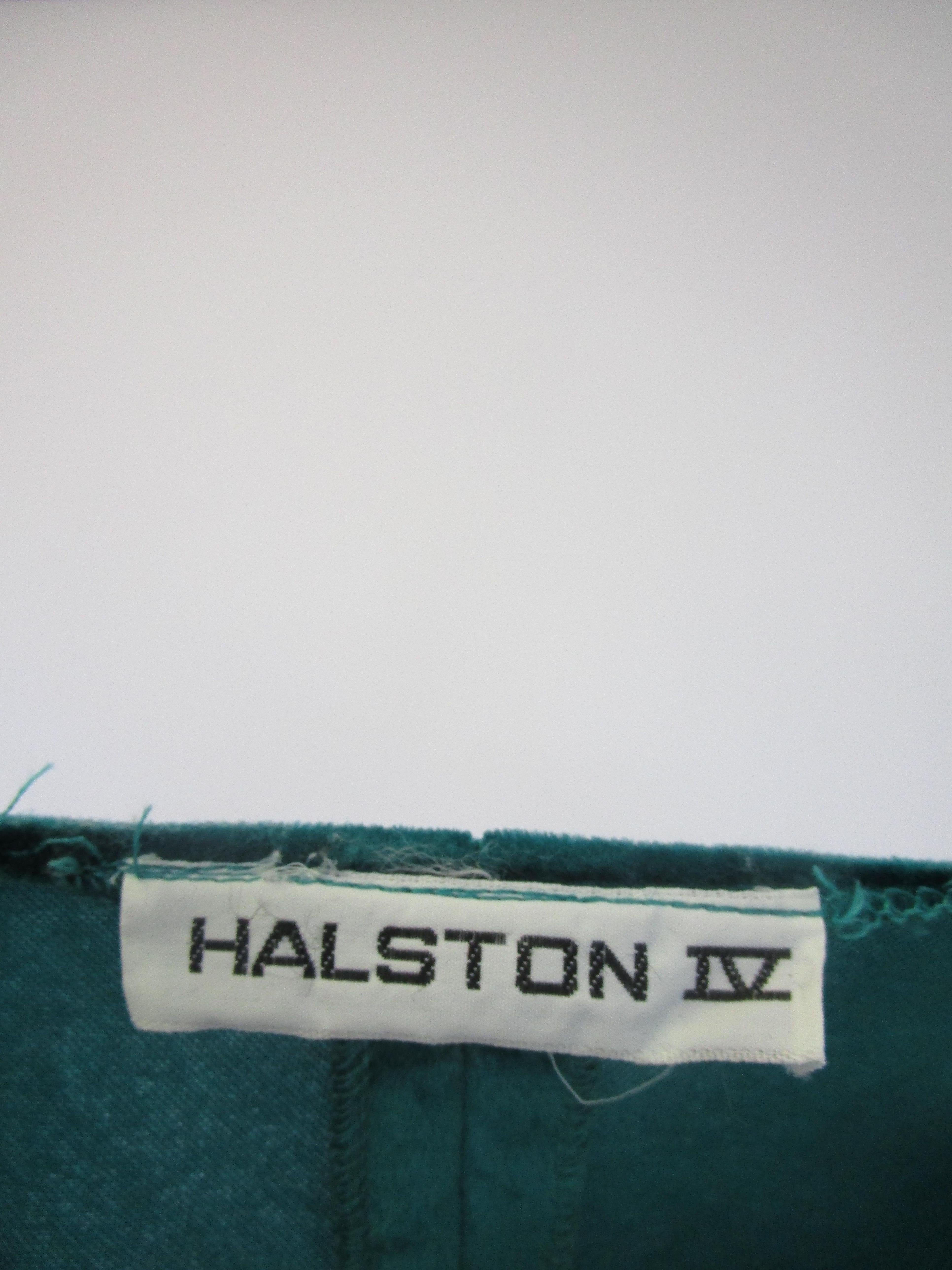 Early 1980’s Halston IV Green Velvet Jersey Caftan For Sale 2