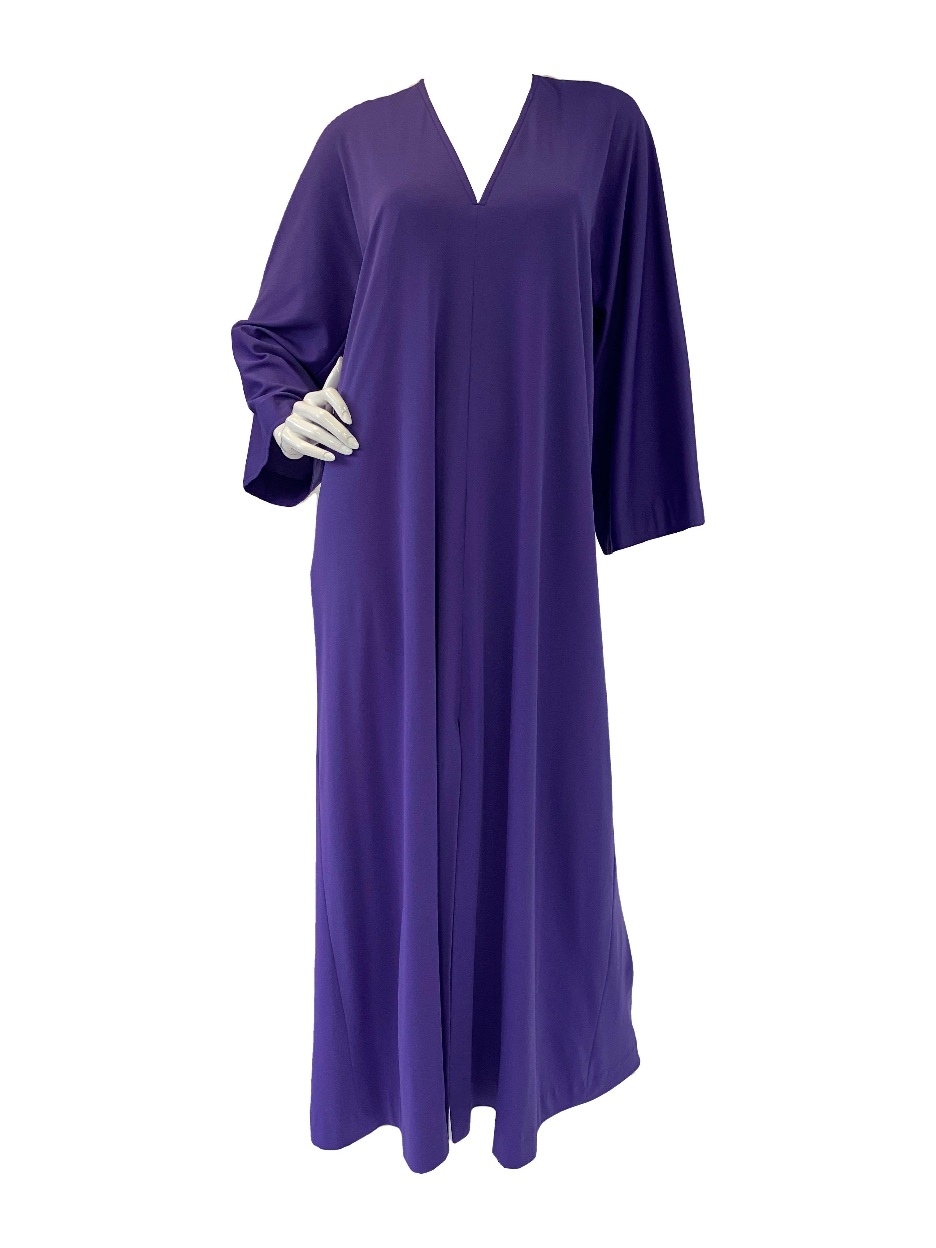 Early 1980s Halston IV Purple Jersey Knit Caftan 

Check out this comfortably stylish purple jersey knit kaftan from Halston IV. 

 The kaftan maintains his iconic minimalist design with its draped easy fit, long sleeves that widen towards the