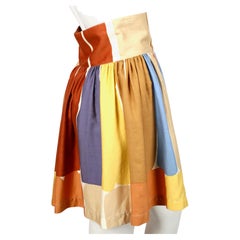 early 1980's ISSEY MIYAKE block printed skirt with asymmetrical flounce