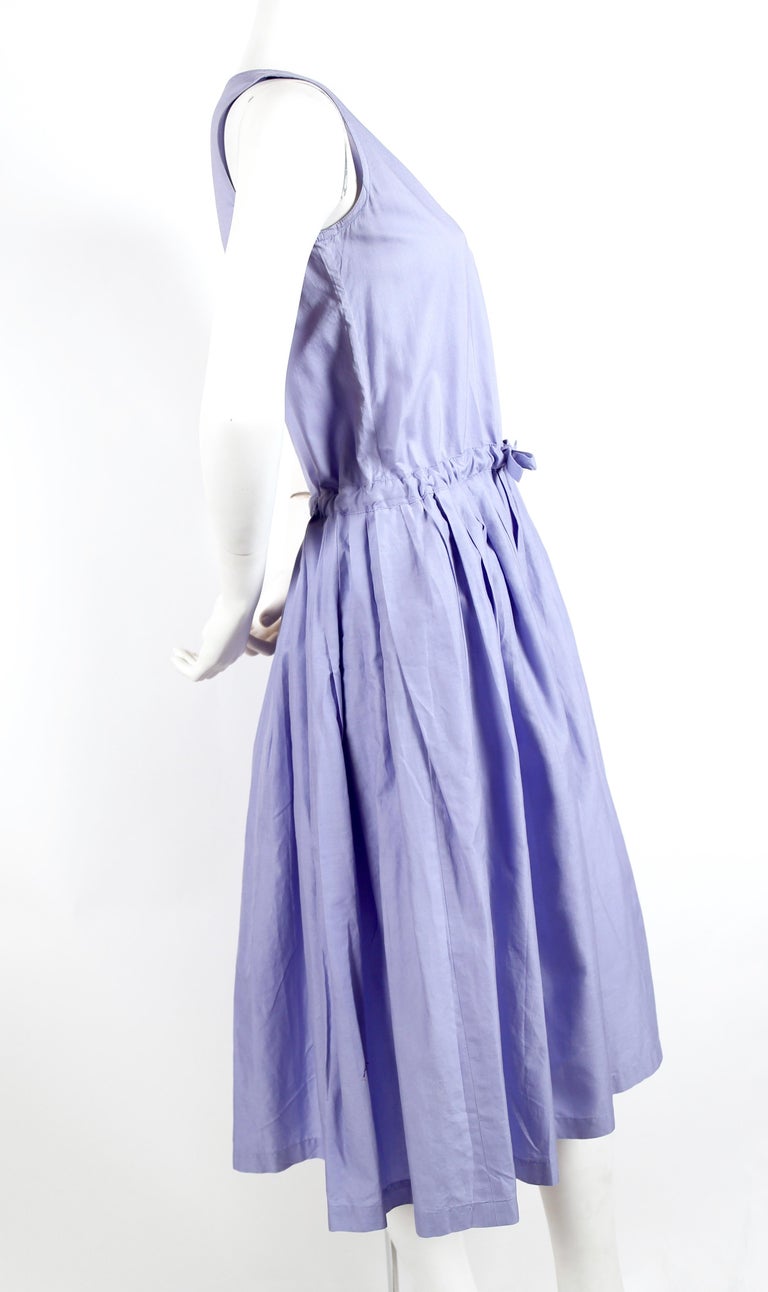 early 1980's ISSEY MIYAKE periwinkle blue cotton day dress with pleats ...