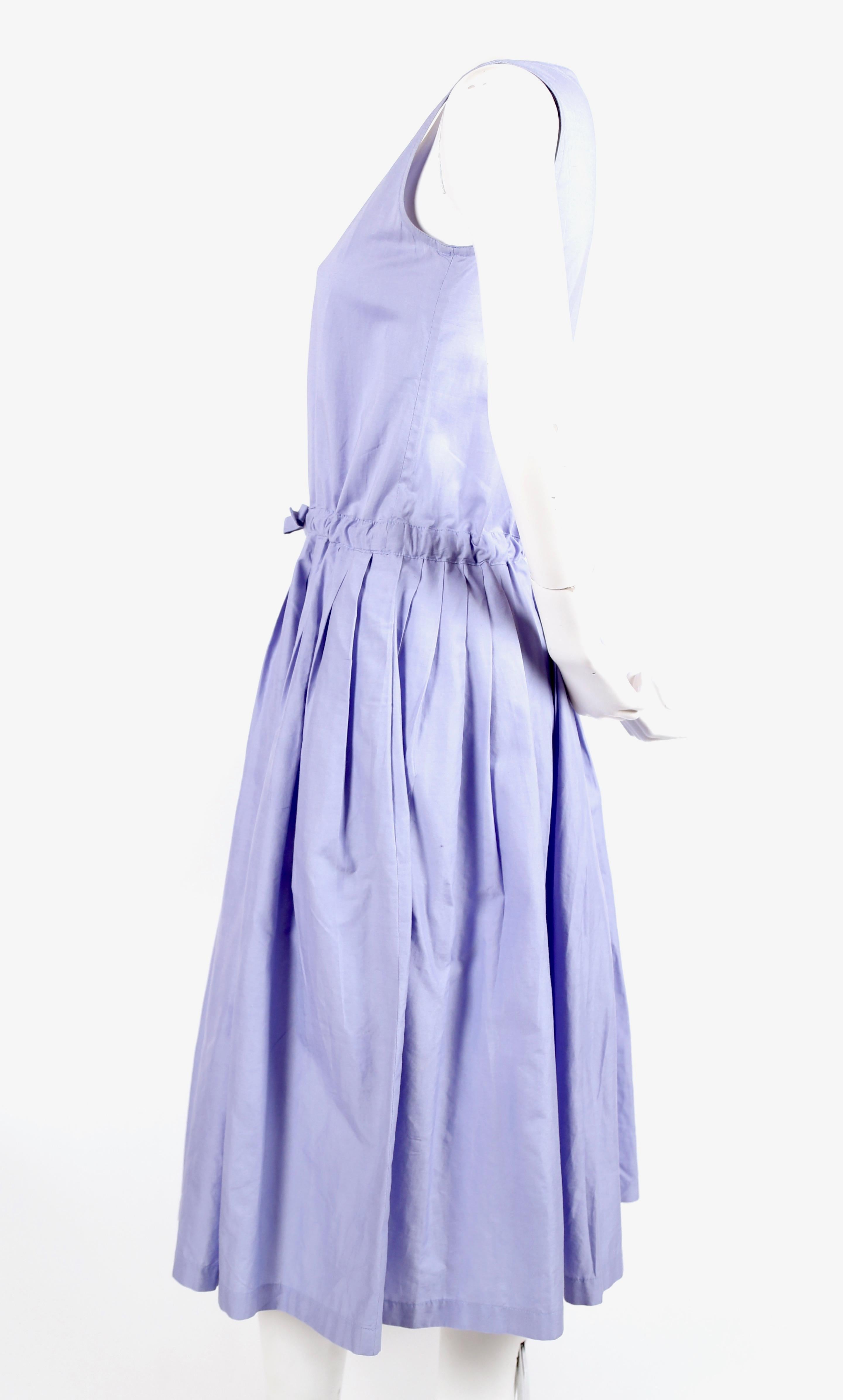Blue early 1980's ISSEY MIYAKE periwinkle blue cotton day dress with pleats