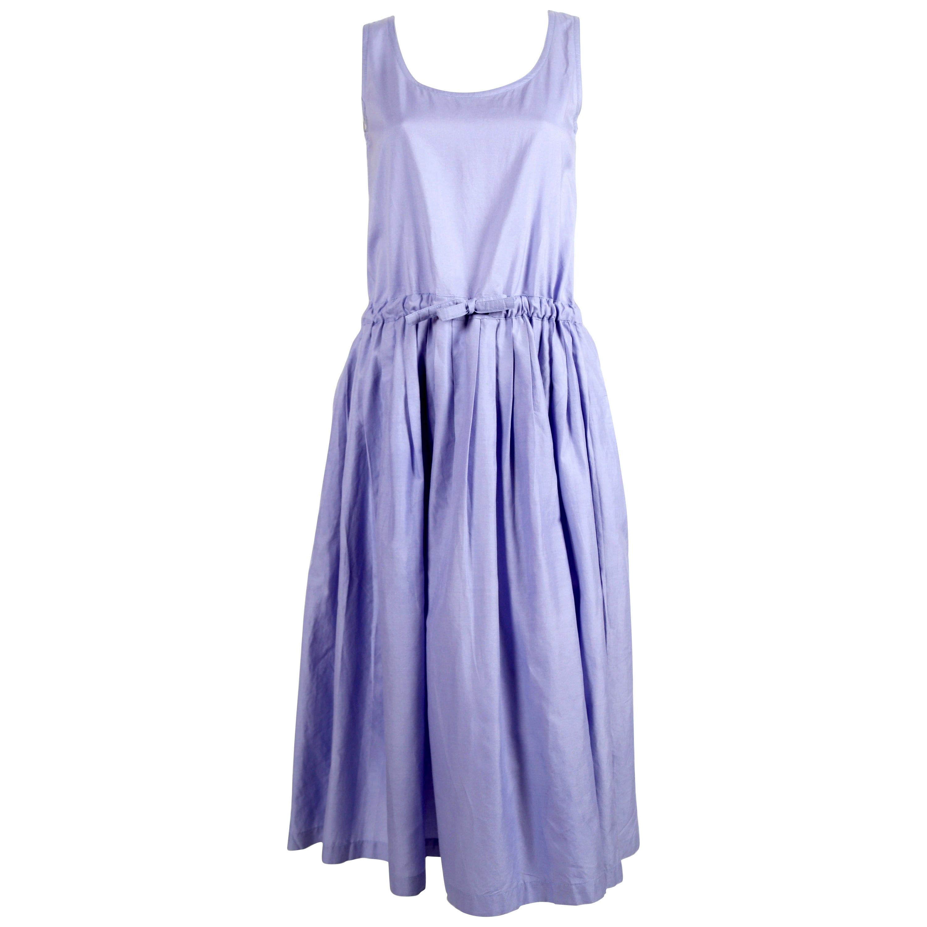 early 1980's ISSEY MIYAKE periwinkle blue cotton day dress with pleats