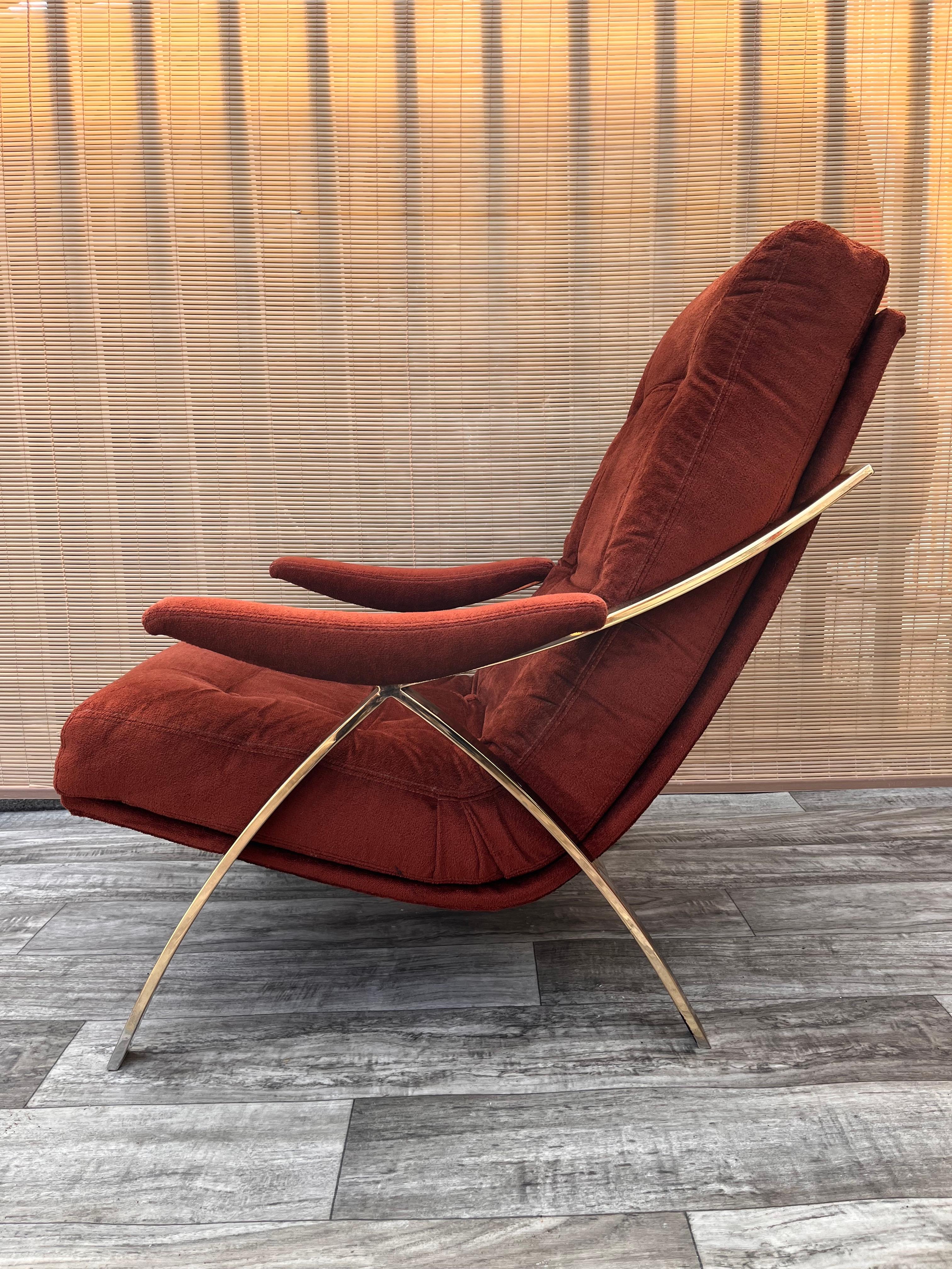 Metal Early 1980s Mid-Century Modern Lounge Chair by Carsons of High Point. 